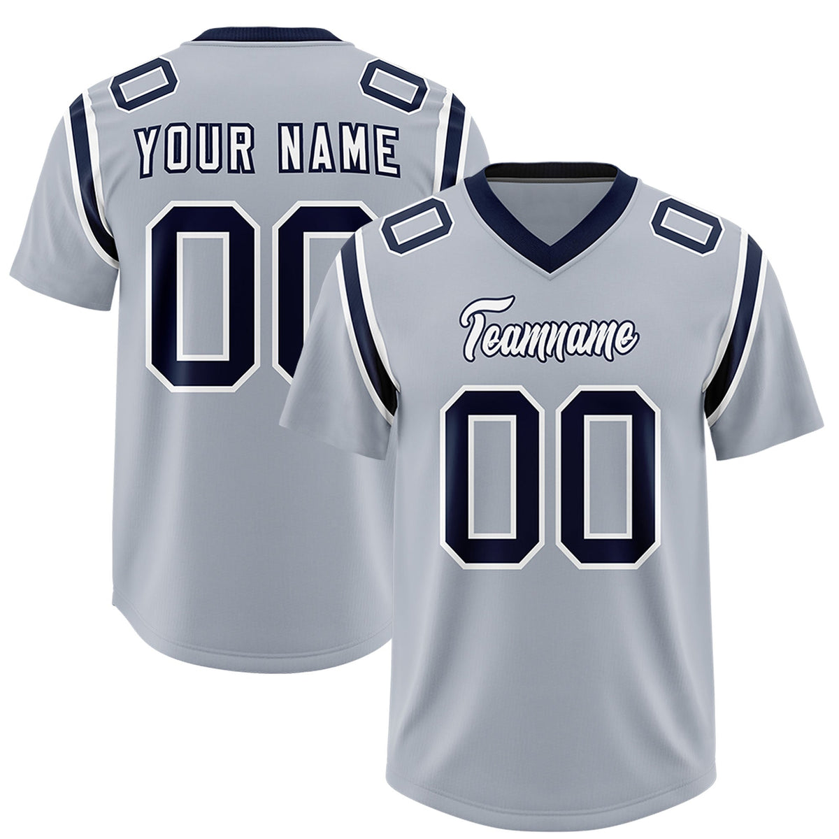 Custom Silver Personalized Shoulder Cut Two-Tone Authentic American Football Jersey