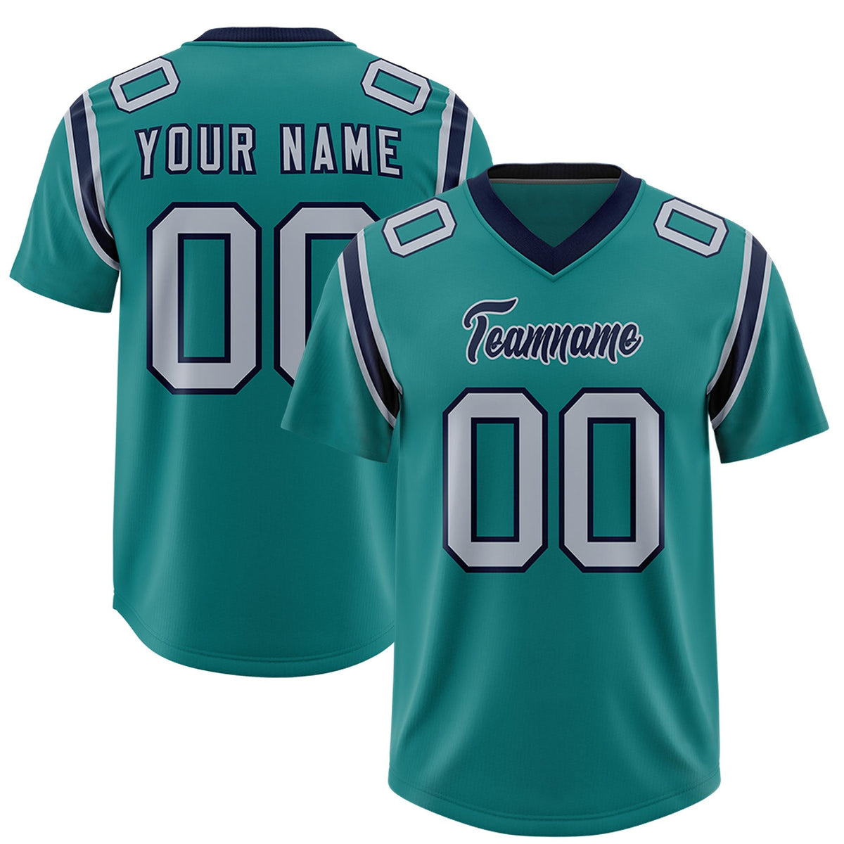 Custom Aqua Personalized Shoulder Cut Two-Tone Authentic American Football Jersey