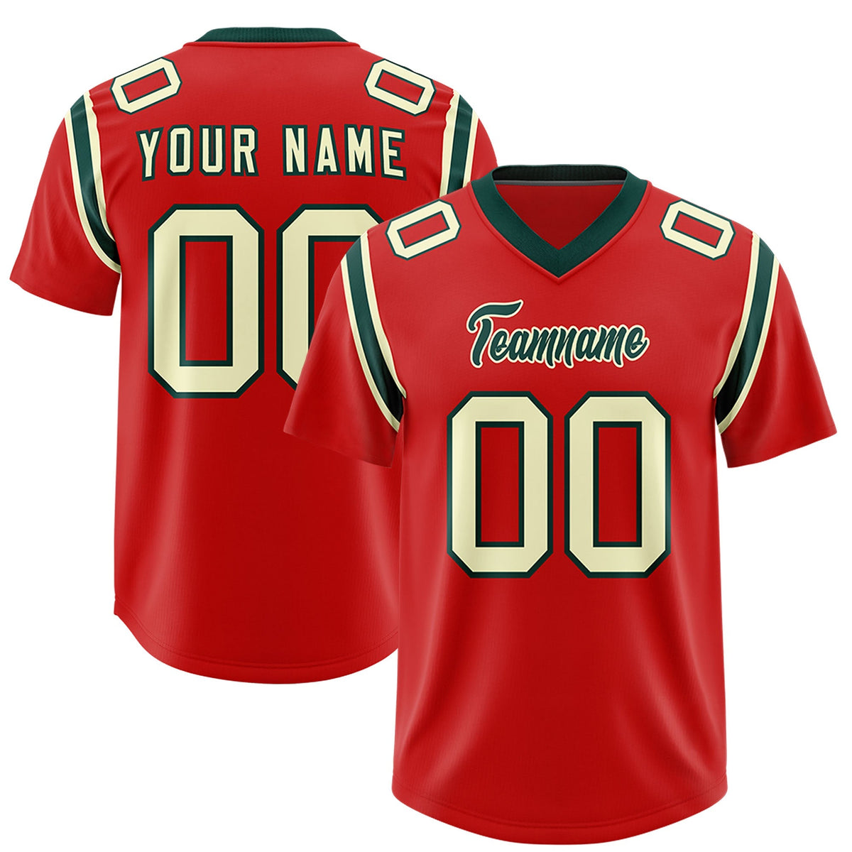 Custom Red Personalized Shoulder Cut Two-Tone Authentic American Football Jersey