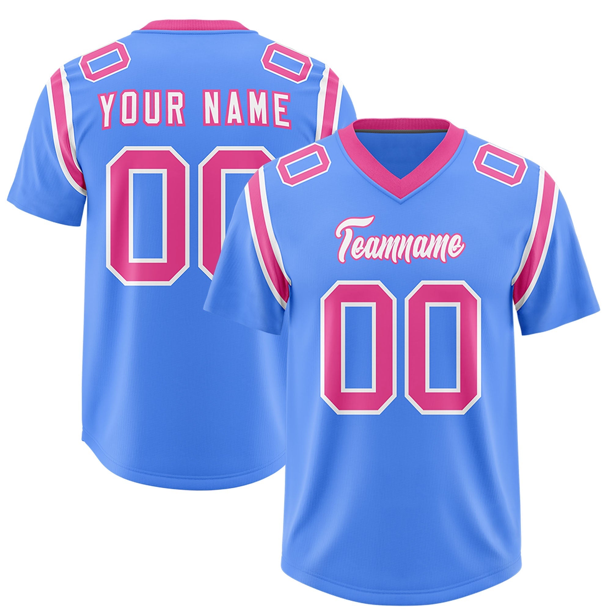 Custom Powder Blue Personalized Shoulder Cut Two-Tone Authentic American Football Jersey