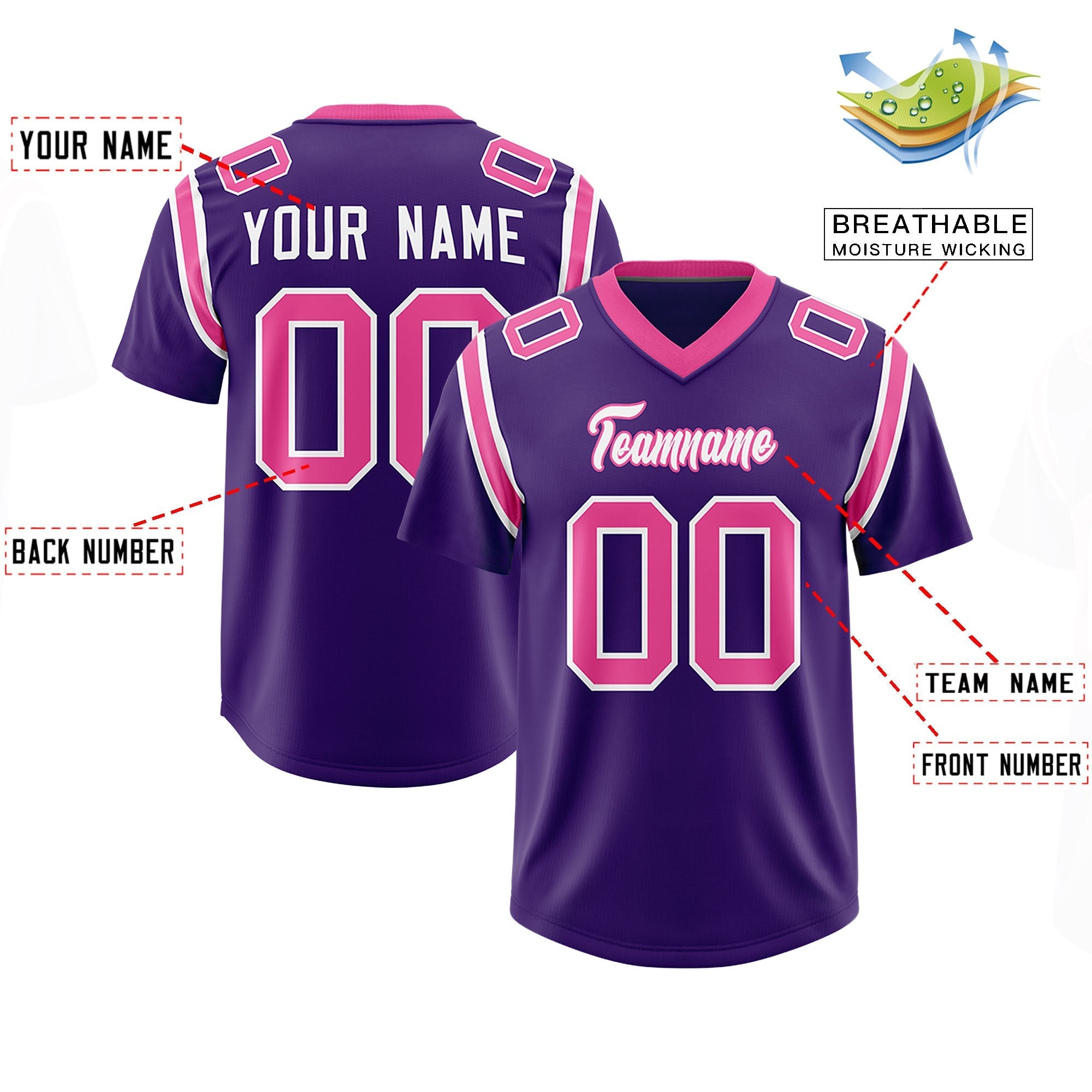 Custom Purple Personalized Shoulder Cut Two-Tone Authentic American Football Jersey