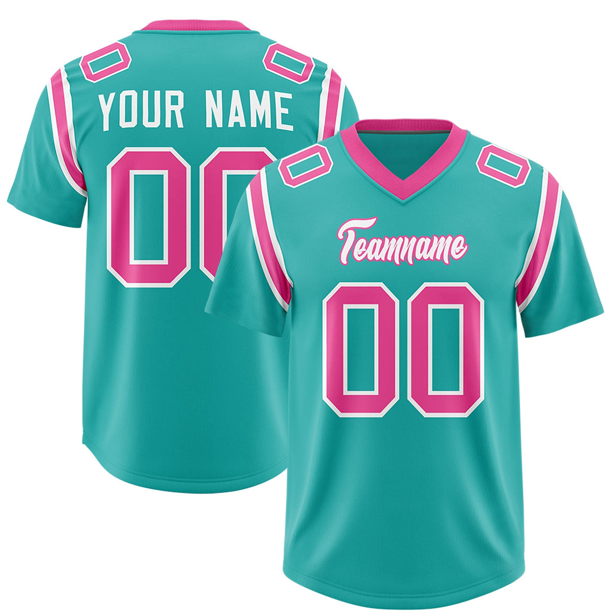 Custom Aqua Personalized Shoulder Cut Two-Tone Authentic American Football Jersey