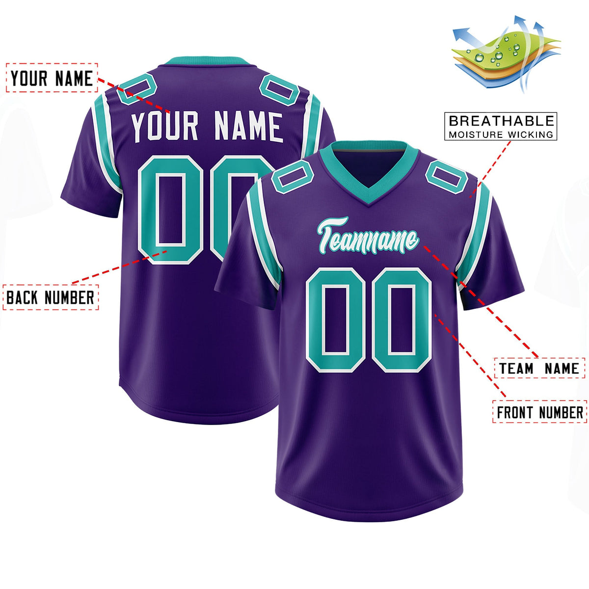Custom Purple Personalized Shoulder Cut Two-Tone Authentic American Football Jersey
