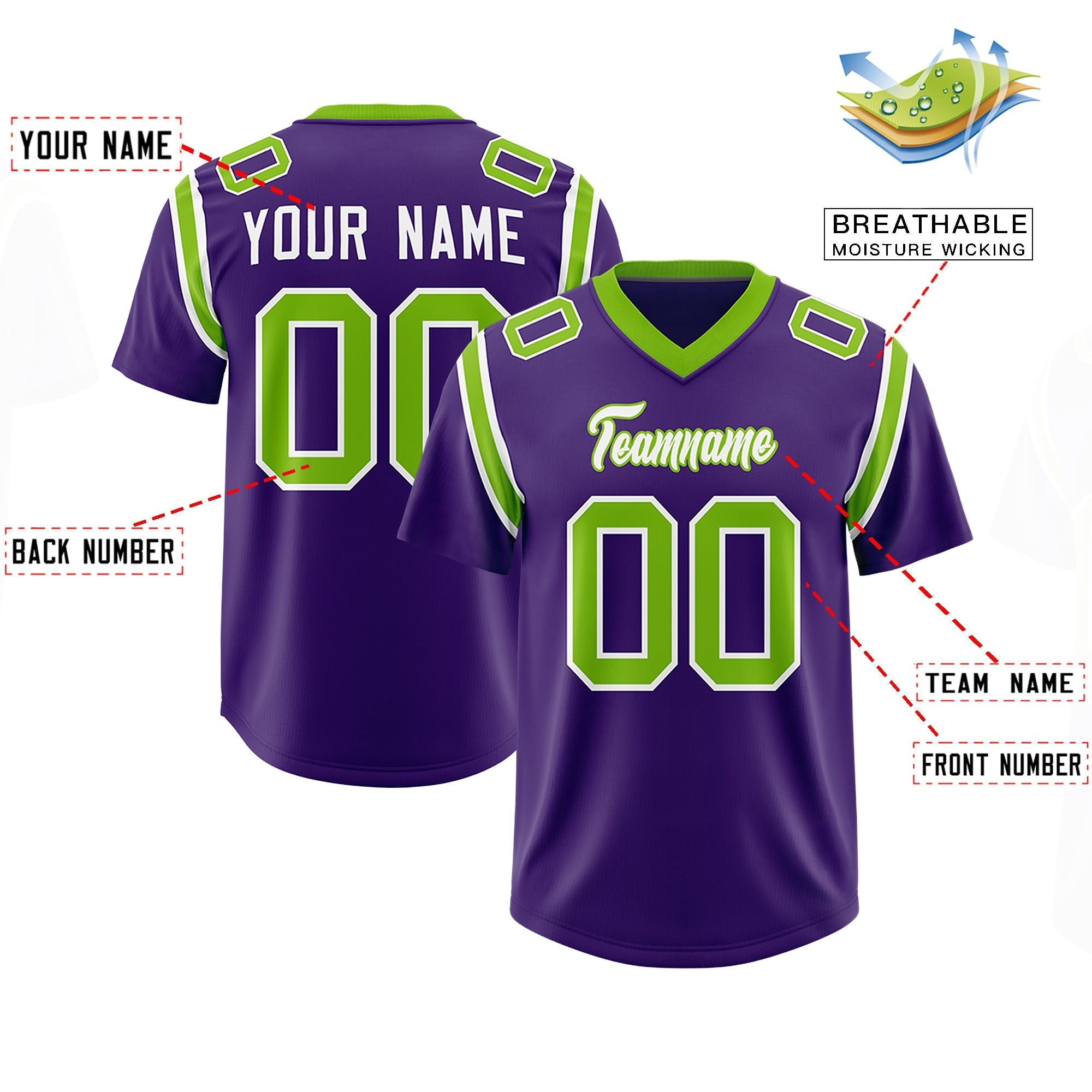 Custom Purple Personalized Shoulder Cut Two-Tone Authentic American Football Jersey