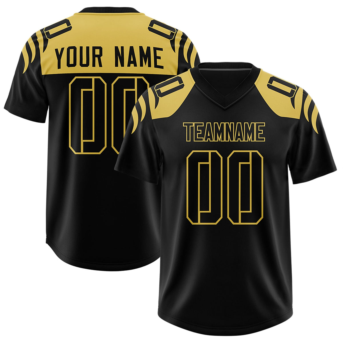 Custom Black Black Raglan Sleeves Personalized Pattern Authentic American Football Jersey