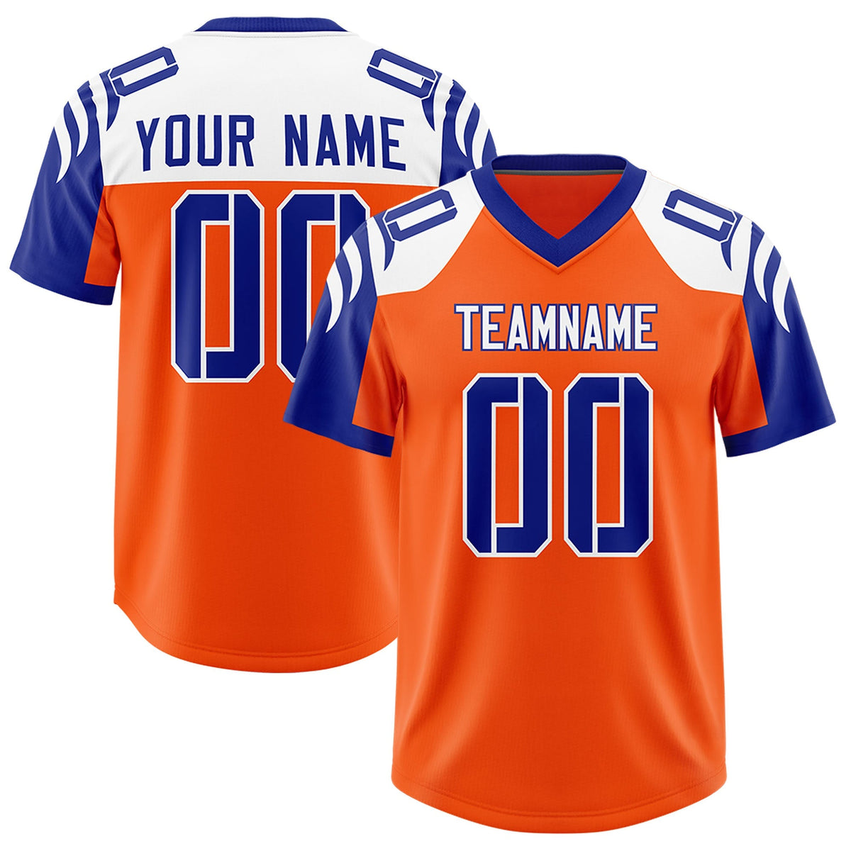 Custom Orange Royal Raglan Sleeves Personalized Pattern Authentic American Football Jersey