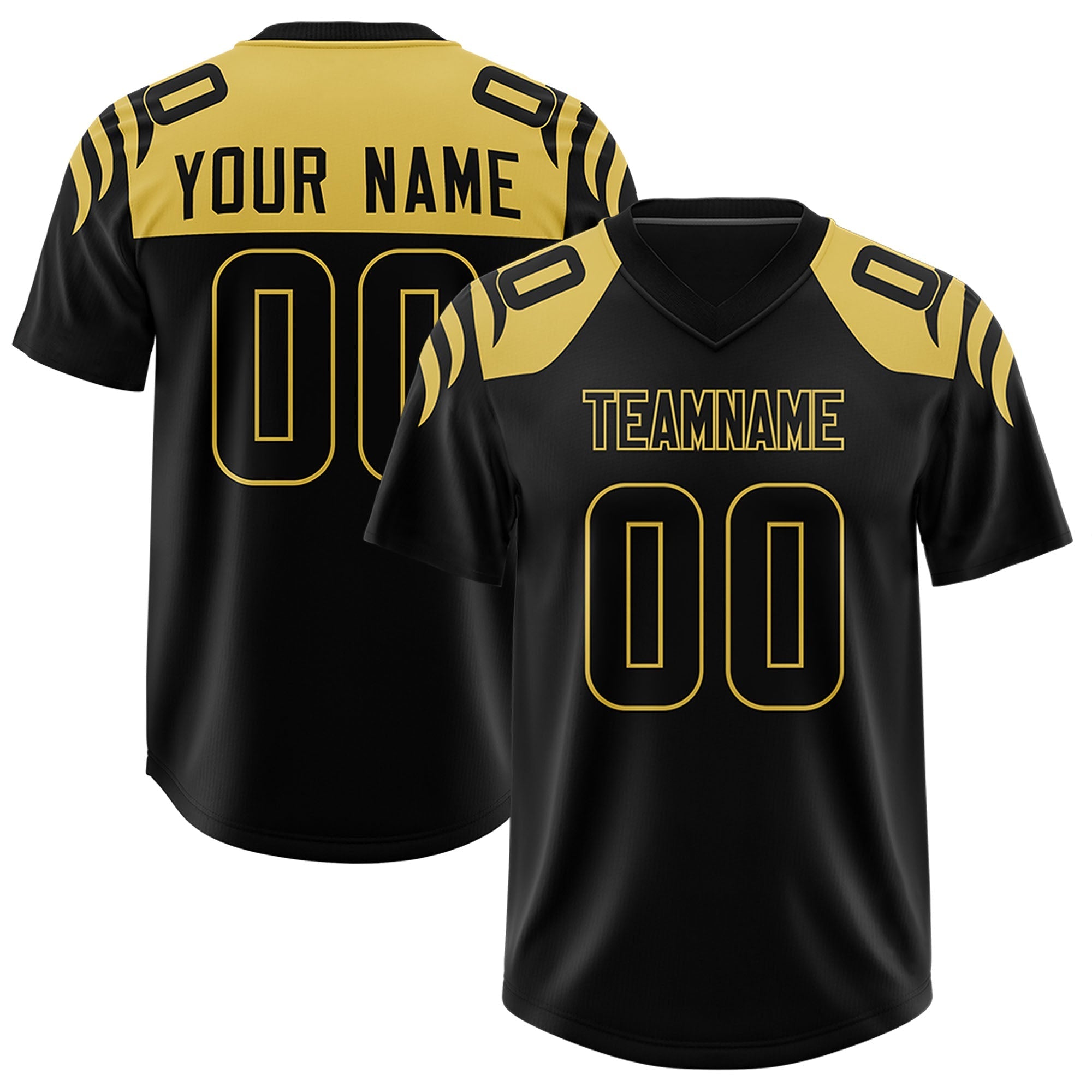 Custom Black Black Raglan Sleeves Personalized Pattern Authentic American Football Jersey
