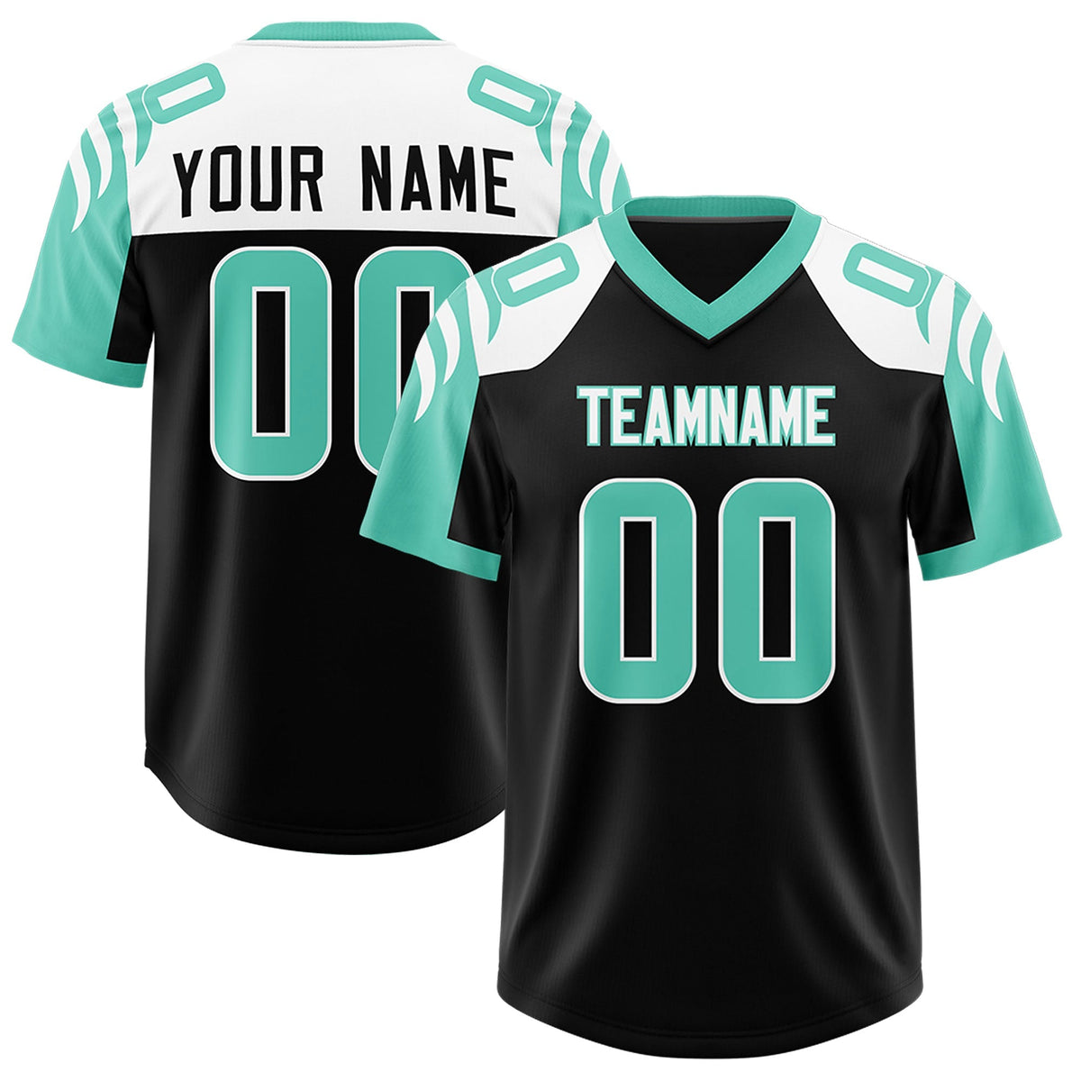 Custom Black Bright Green Raglan Sleeves Personalized Pattern Authentic American Football Jersey