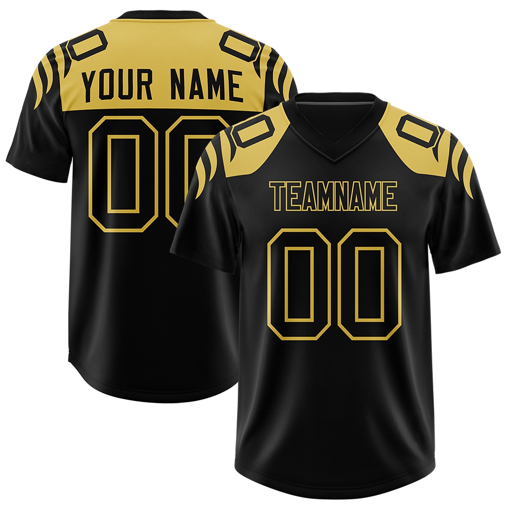 Custom Black Black Raglan Sleeves Personalized Pattern Authentic American Football Jersey