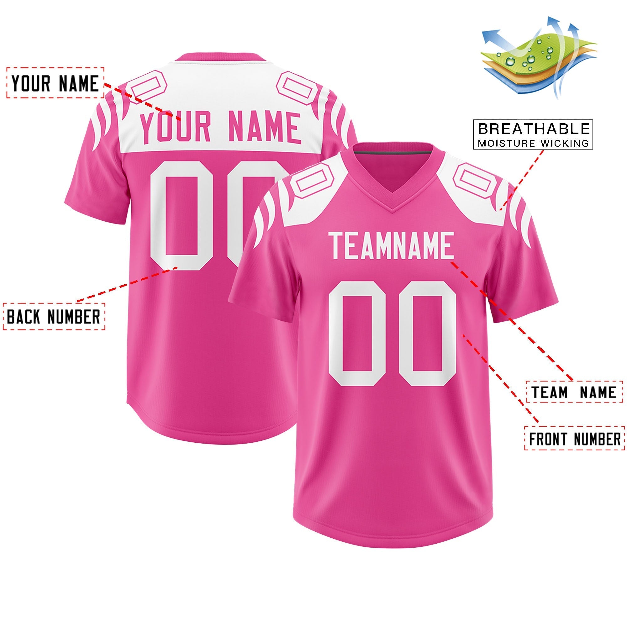 Custom Pink Pink Raglan Sleeves Personalized Pattern Authentic American Football Jersey