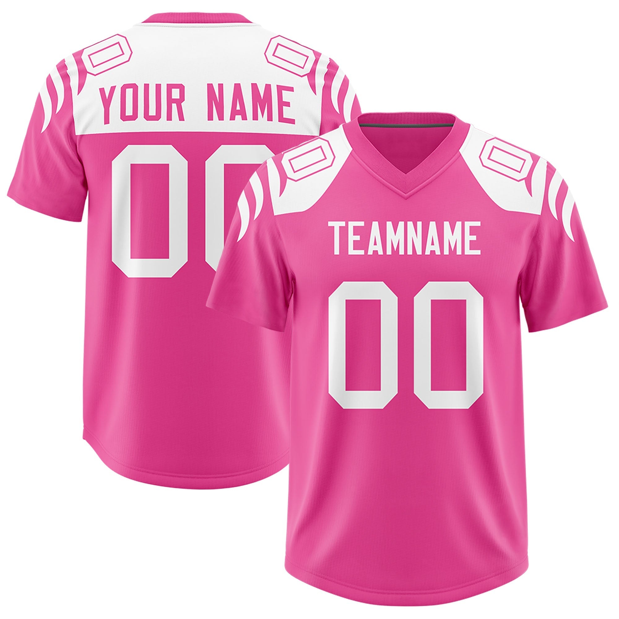 Custom Pink Pink Raglan Sleeves Personalized Pattern Authentic American Football Jersey