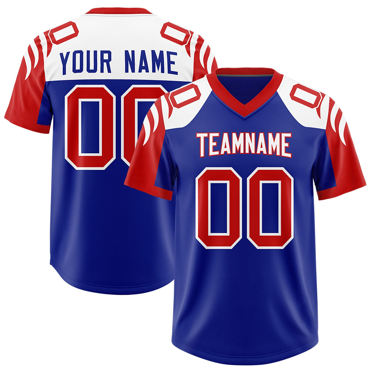Custom Royal Red Raglan Sleeves Personalized Pattern Authentic American Football Jersey