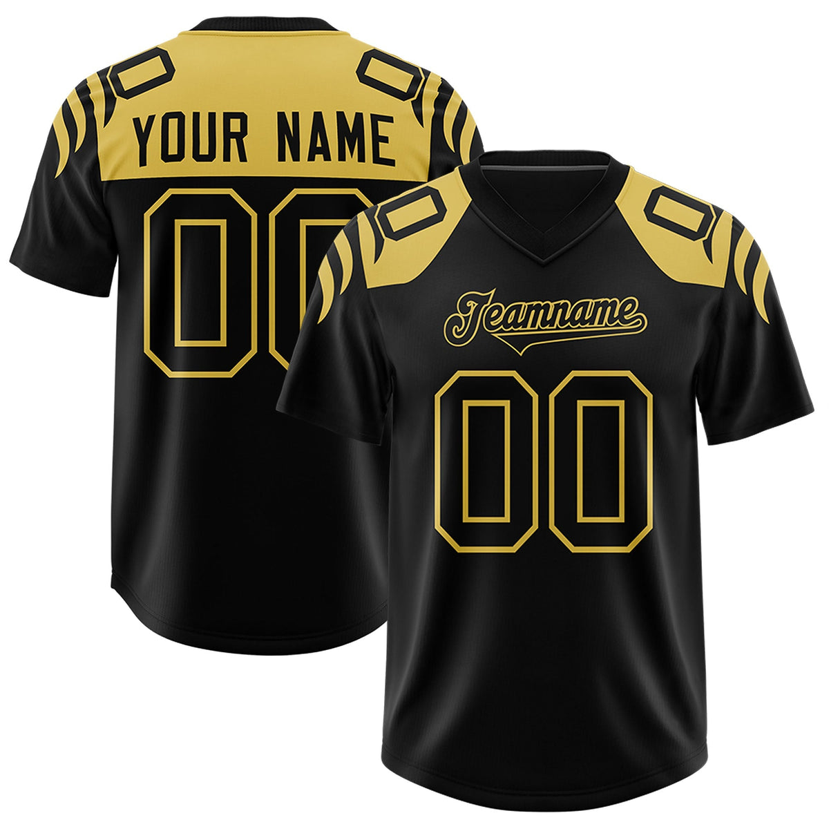 Custom Black Black Raglan Sleeves Personalized Pattern Authentic American Football Jersey