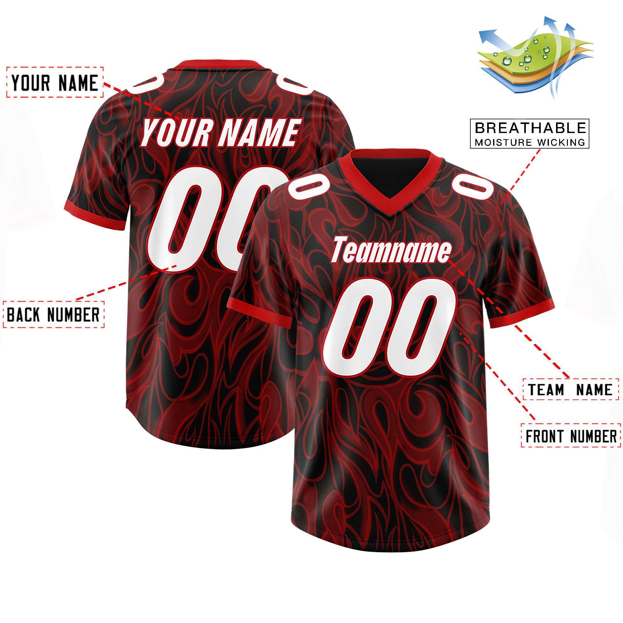 Custom Black Personalized Printed Graffiti Pattern Design Authentic American Football Jersey