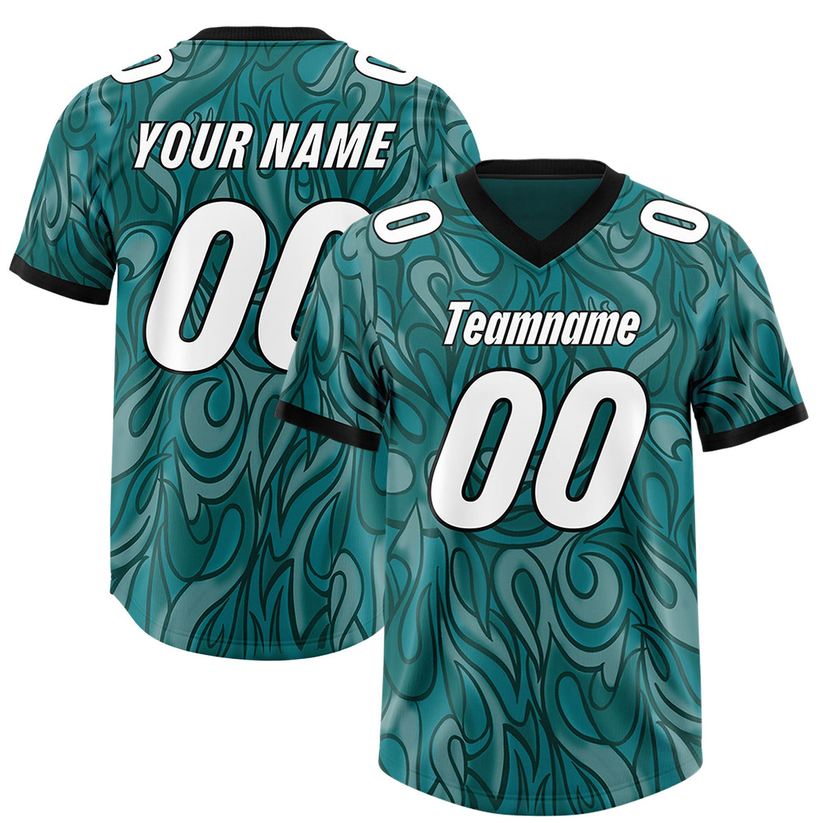 Custom Aqua Personalized Printed Graffiti Pattern Design Authentic American Football Jersey