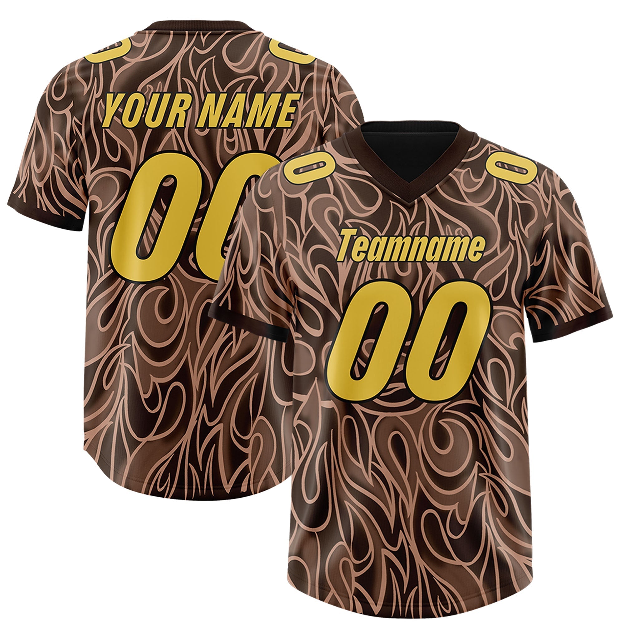 Custom Brown Personalized Printed Graffiti Pattern Design Authentic American Football Jersey