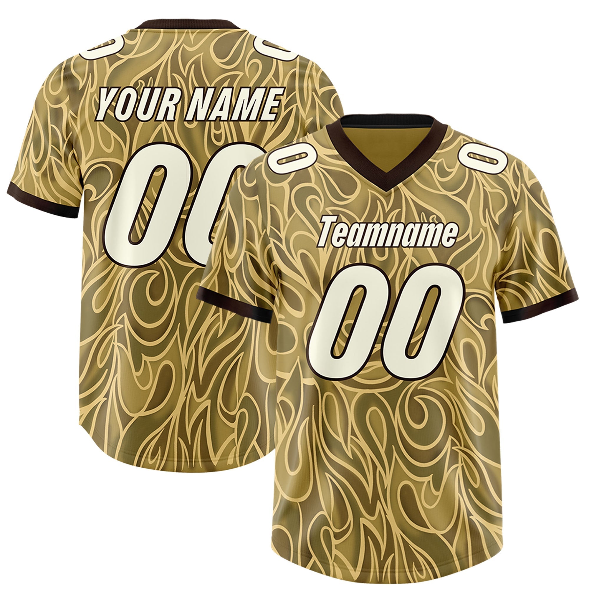 Custom Khaki Personalized Printed Graffiti Pattern Design Authentic American Football Jersey
