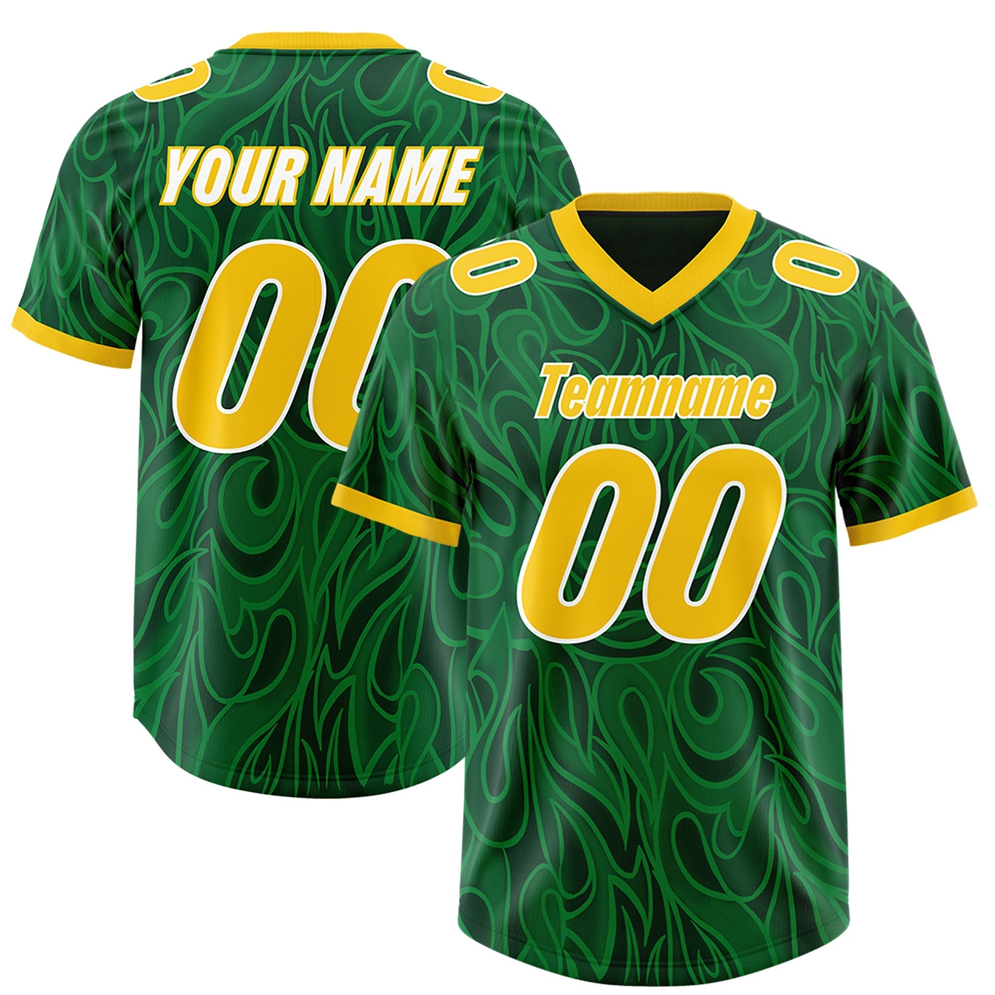 Custom Green Personalized Printed Graffiti Pattern Design Authentic American Football Jersey