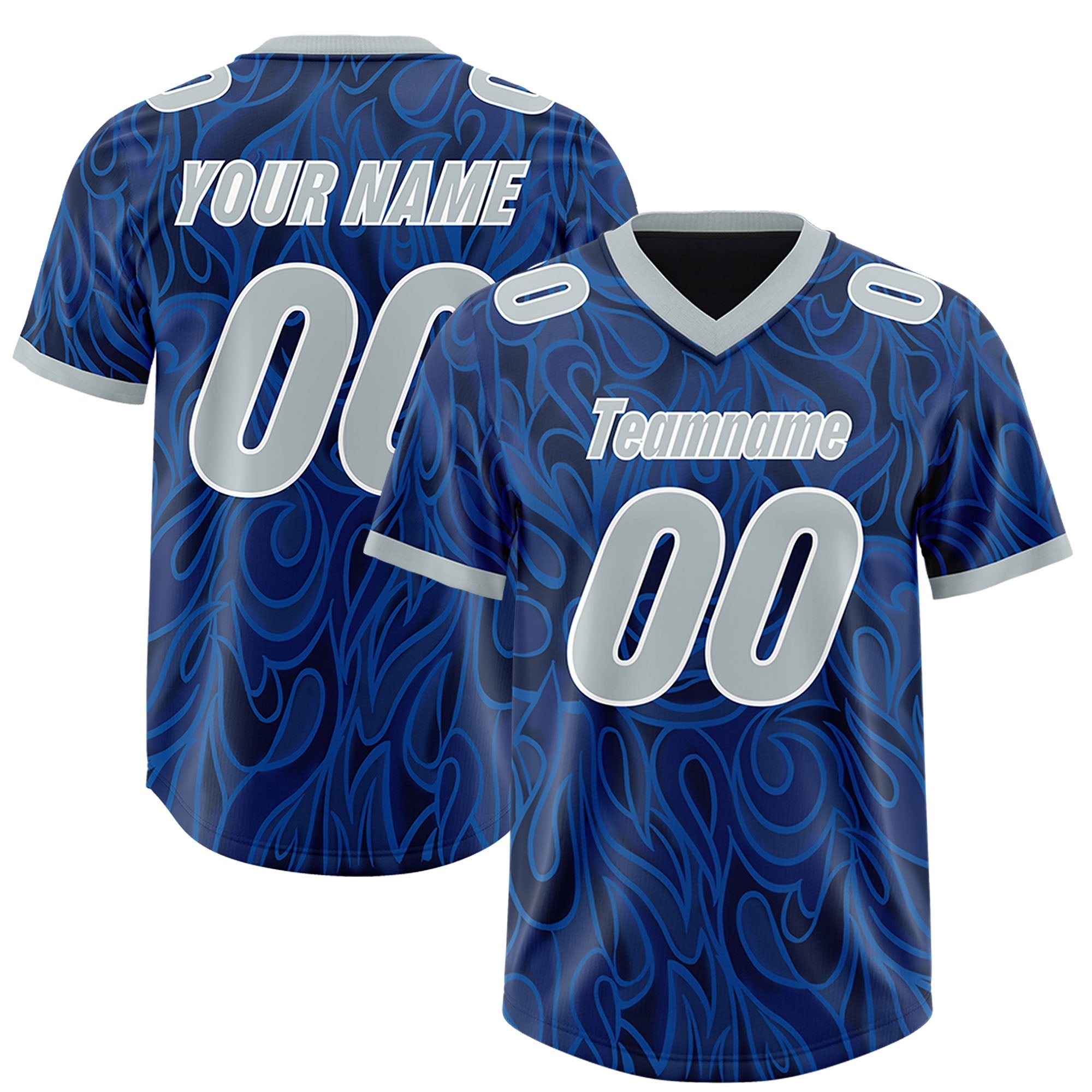 Custom Navy Personalized Printed Graffiti Pattern Design Authentic American Football Jersey