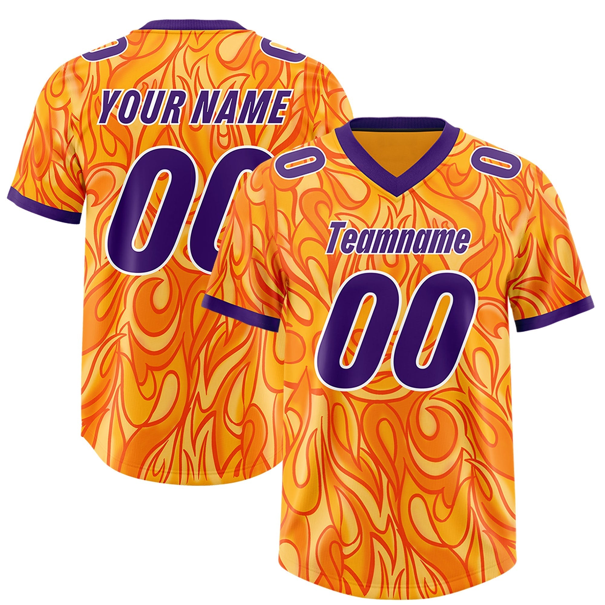 Custom Yellow Personalized Printed Graffiti Pattern Design Authentic American Football Jersey
