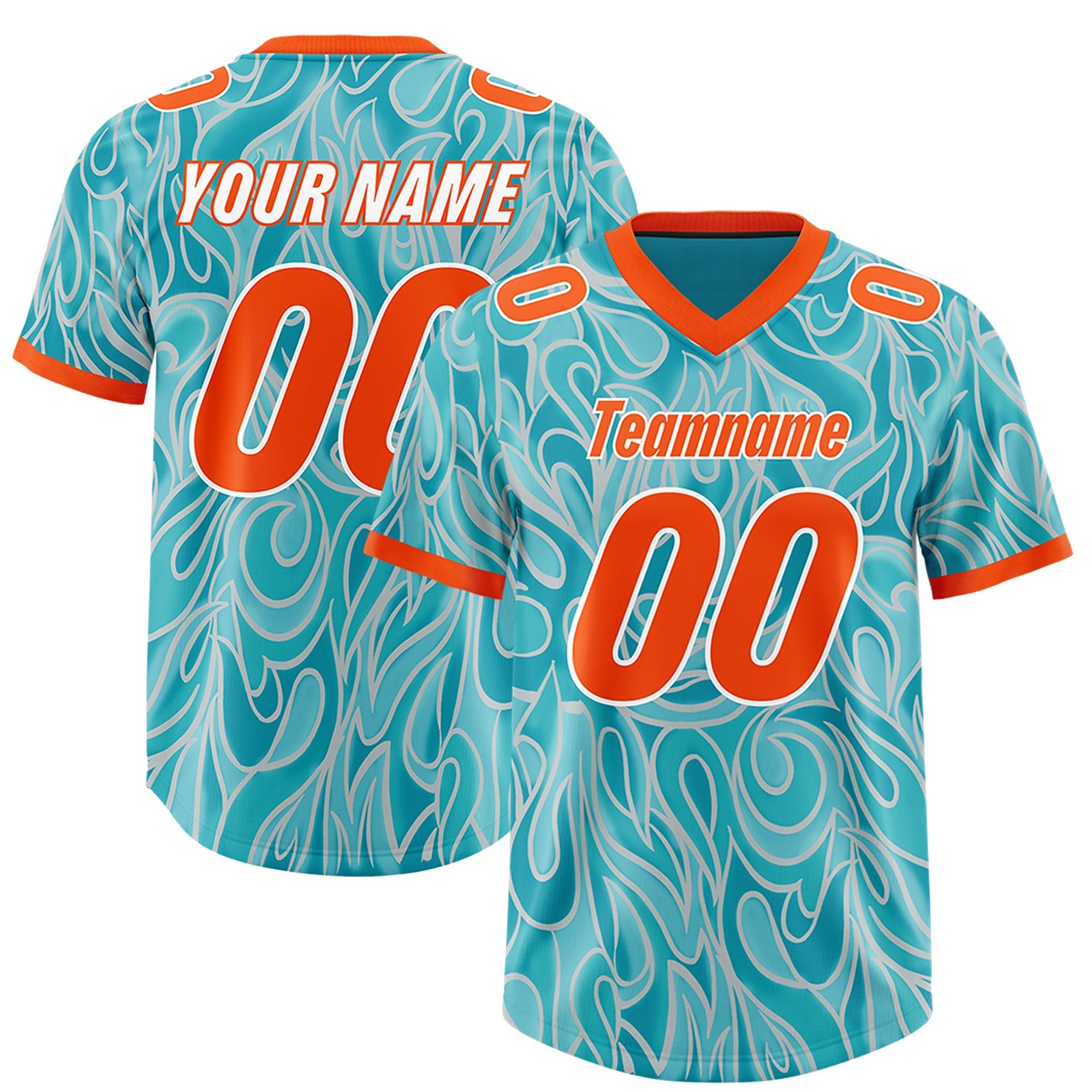 Custom Teal Personalized Printed Graffiti Pattern Design Authentic American Football Jersey