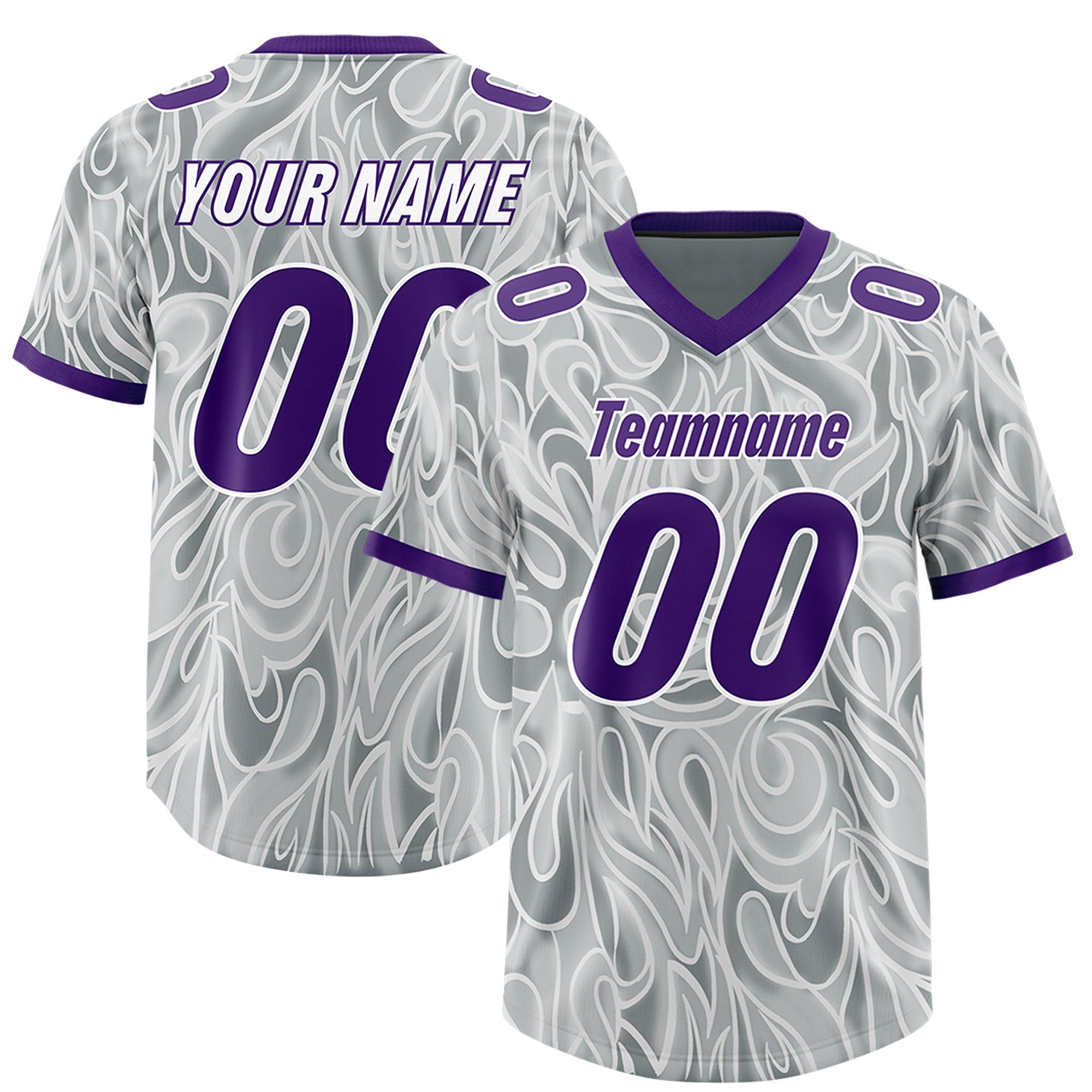 Custom Grey Personalized Printed Graffiti Pattern Design Authentic American Football Jersey