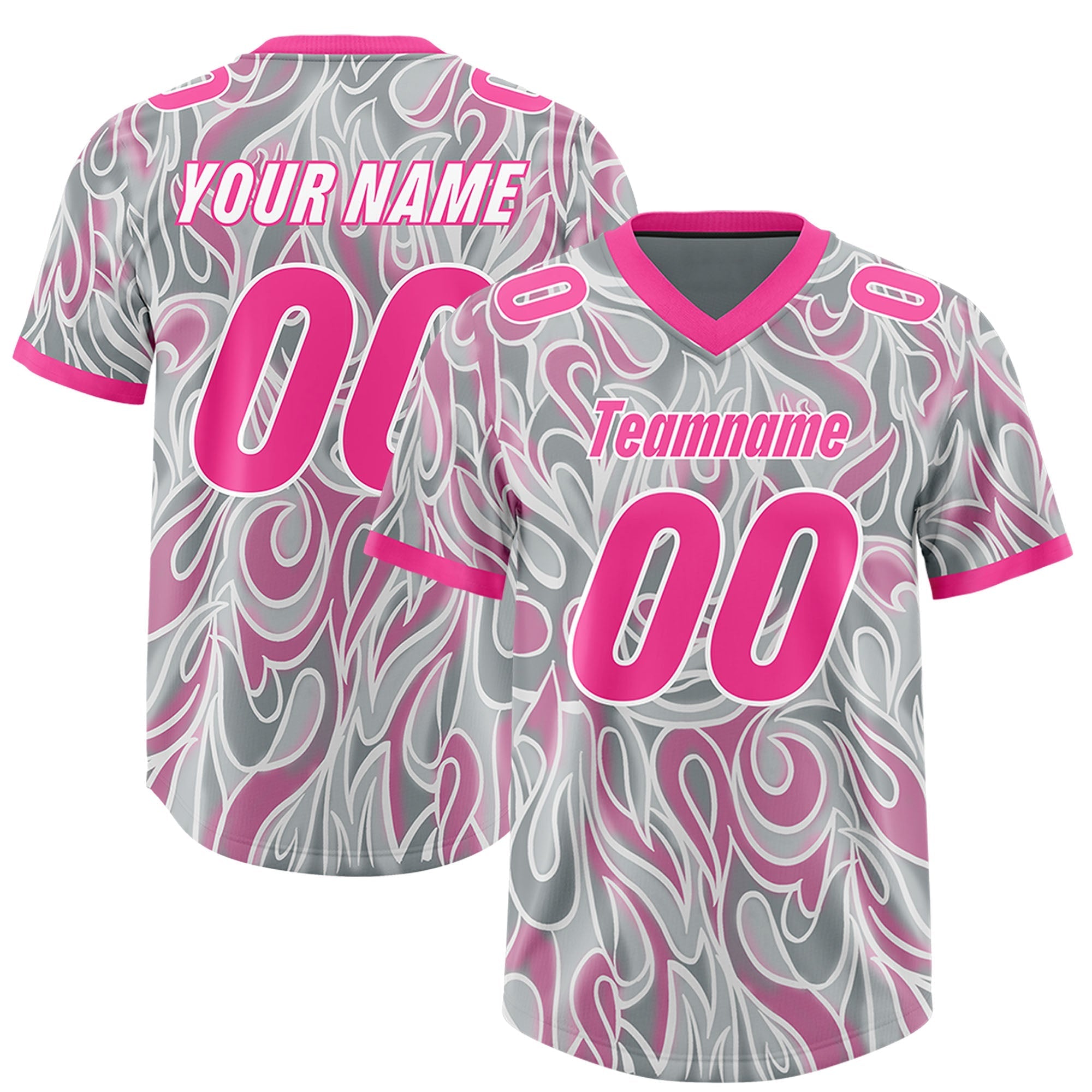 Custom Grey Personalized Printed Graffiti Pattern Design Authentic American Football Jersey
