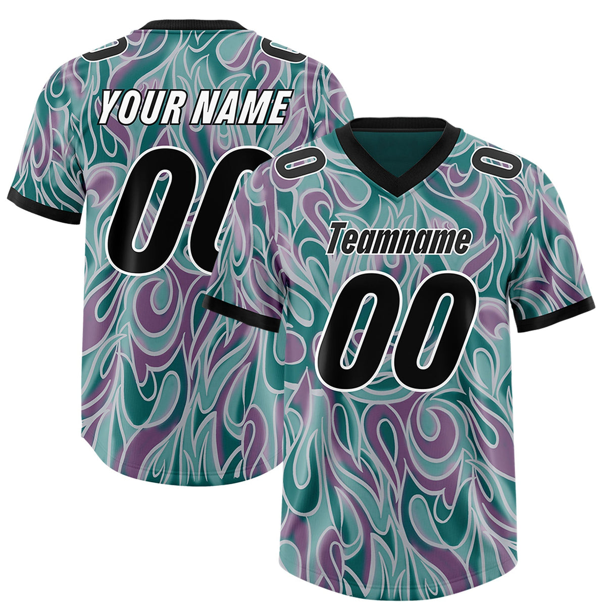 Custom Aqua Personalized Printed Graffiti Pattern Design Authentic American Football Jersey
