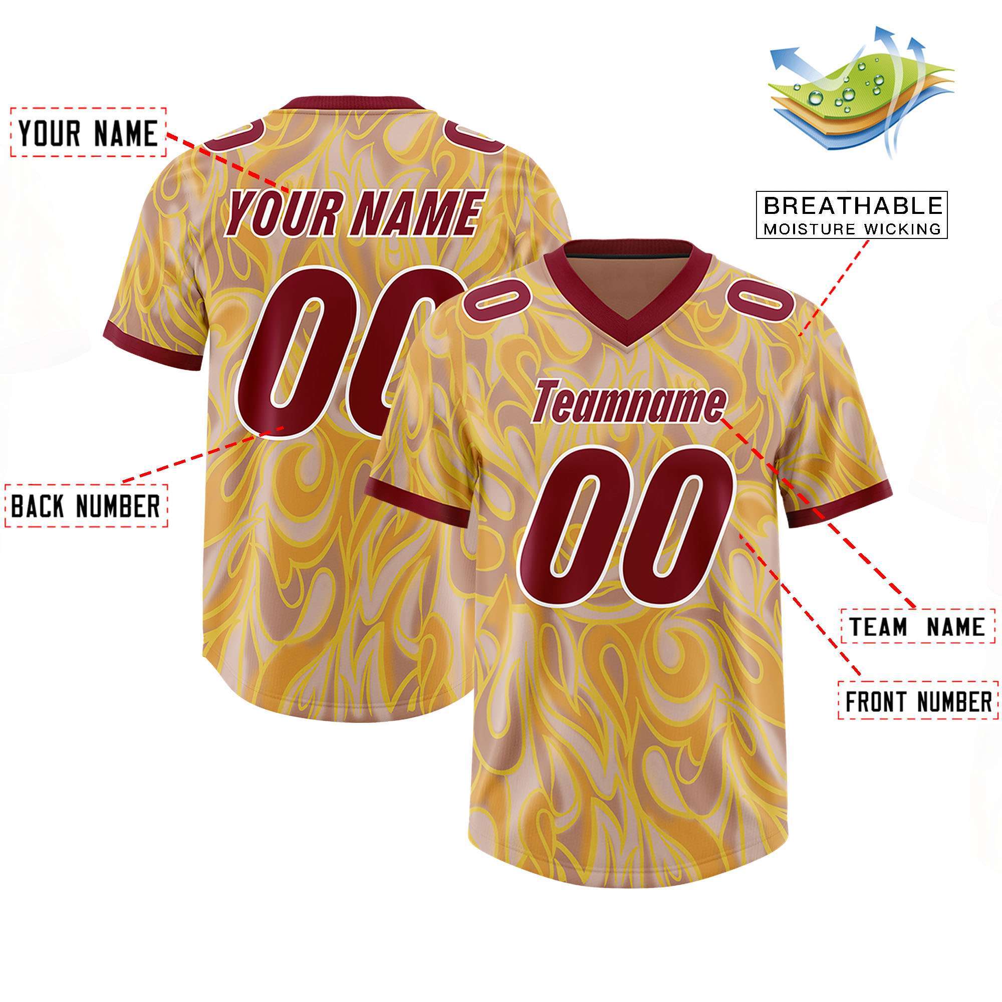 Custom Khaki Personalized Printed Graffiti Pattern Design Authentic American Football Jersey