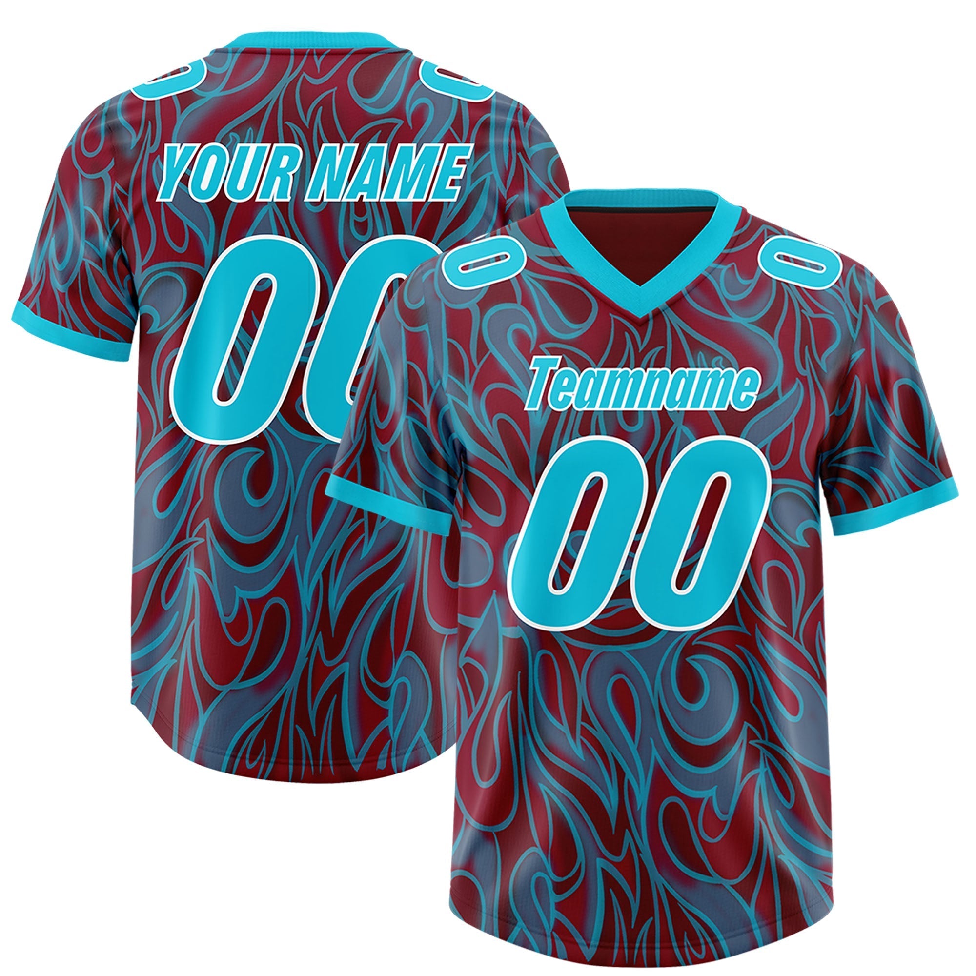 Custom Crimson Personalized Printed Graffiti Pattern Design Authentic American Football Jersey