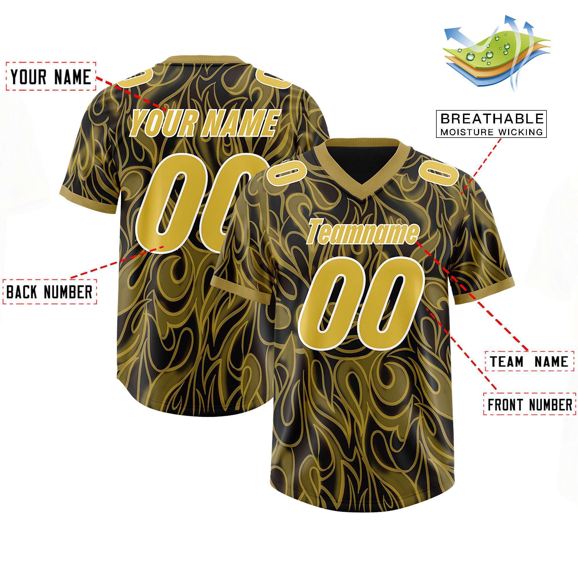 Custom Black Personalized Printed Graffiti Pattern Design Authentic American Football Jersey