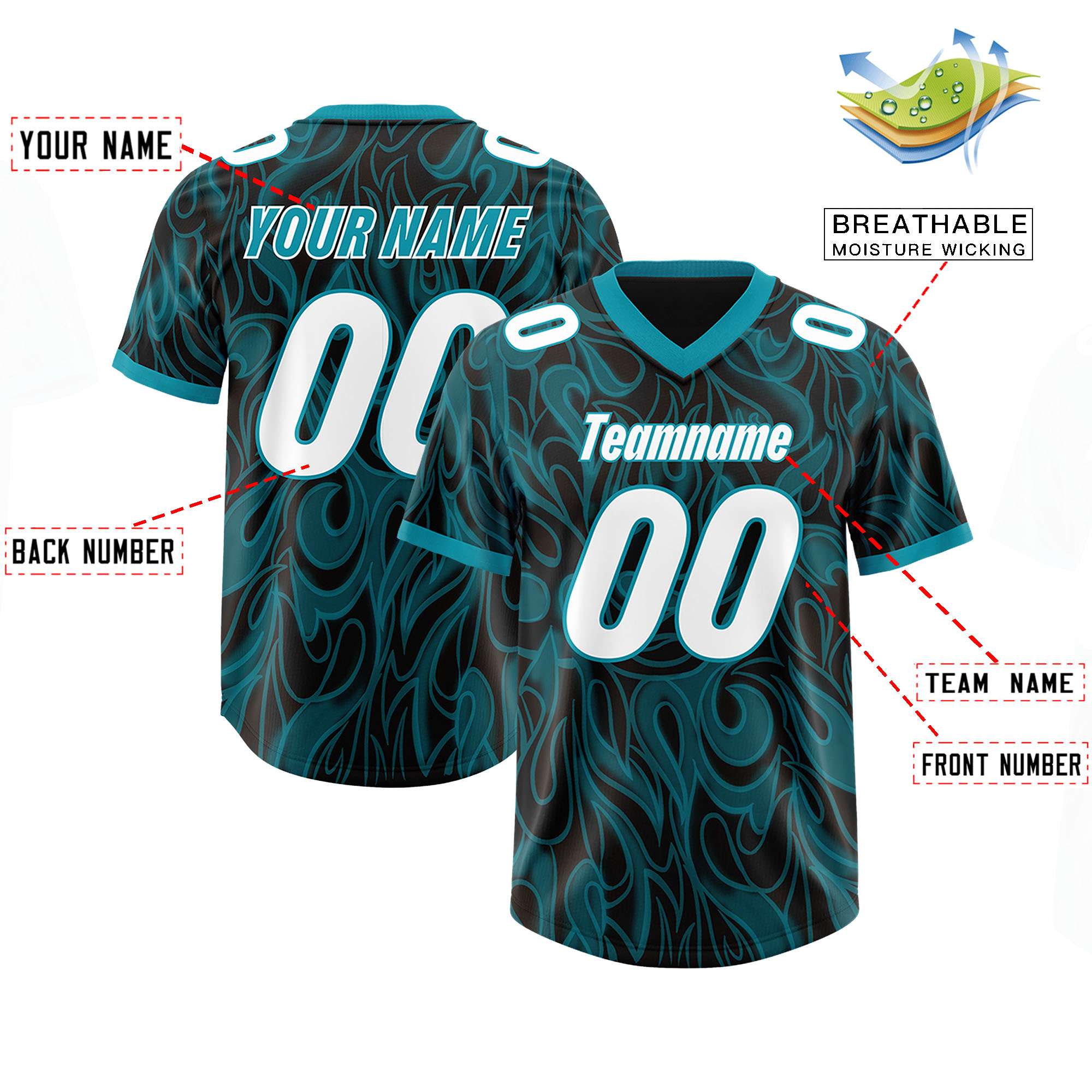 Custom Black Personalized Printed Graffiti Pattern Design Authentic American Football Jersey