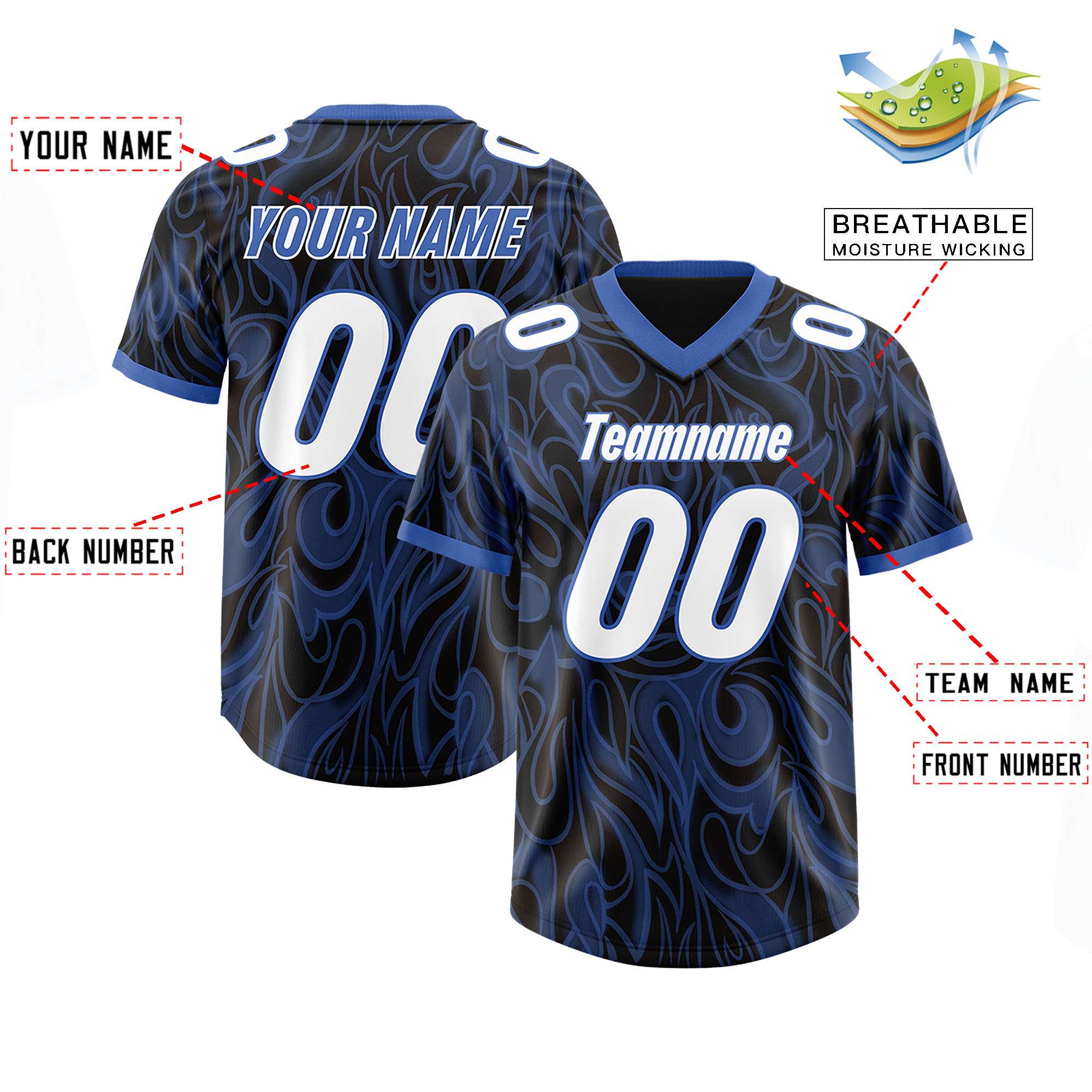 Custom Black Personalized Printed Graffiti Pattern Design Authentic American Football Jersey