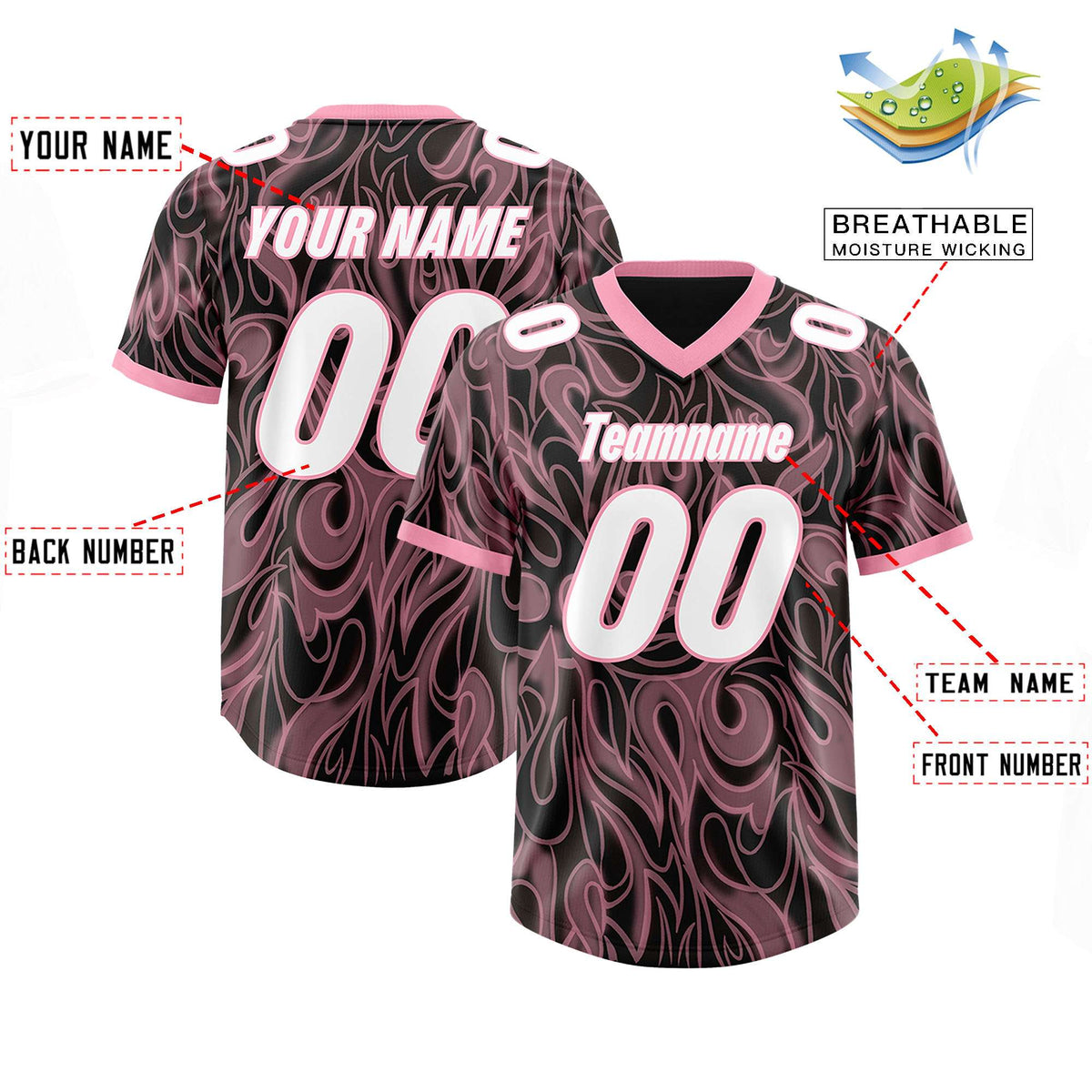 Custom Black Personalized Printed Graffiti Pattern Design Authentic American Football Jersey