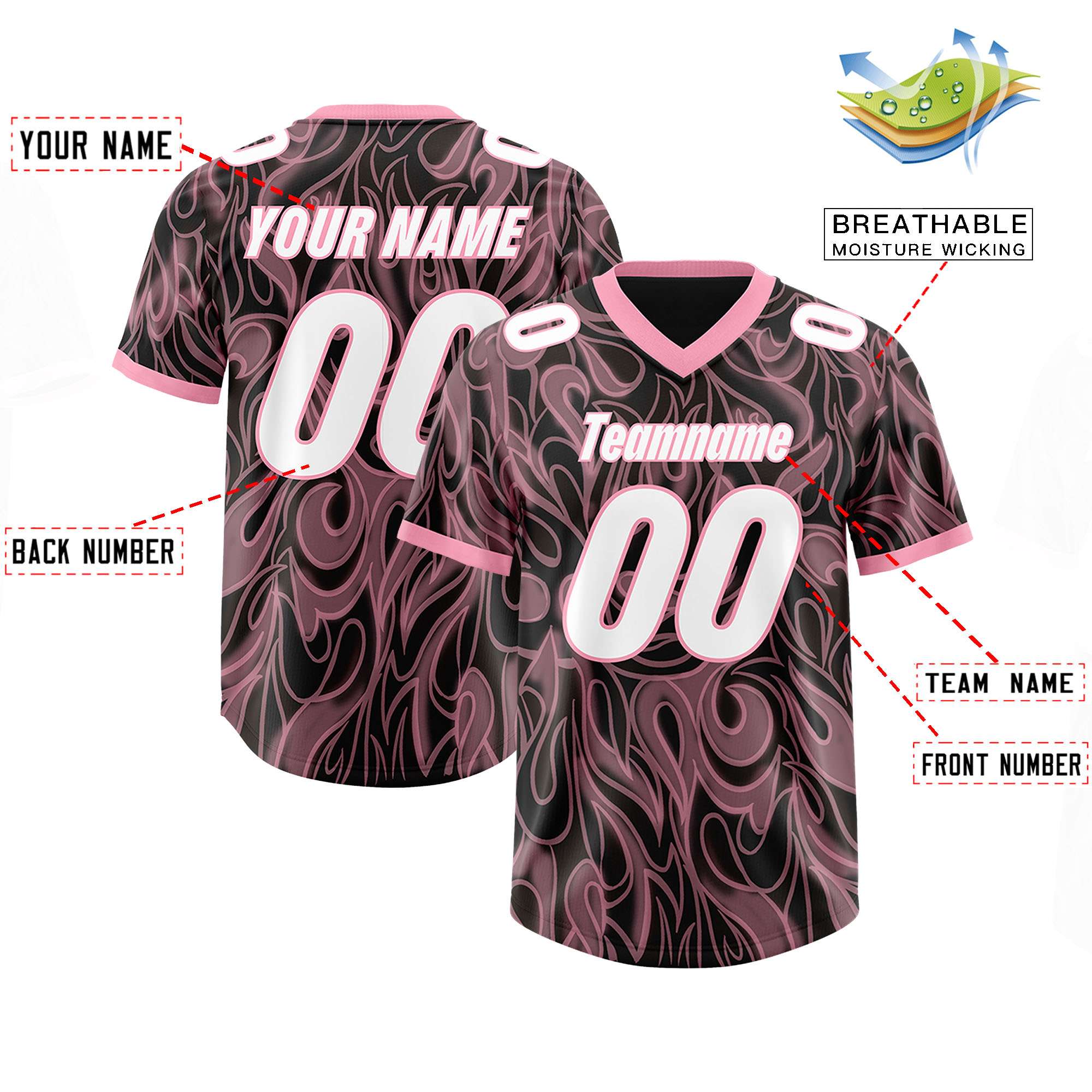 Custom Black Personalized Printed Graffiti Pattern Design Authentic American Football Jersey