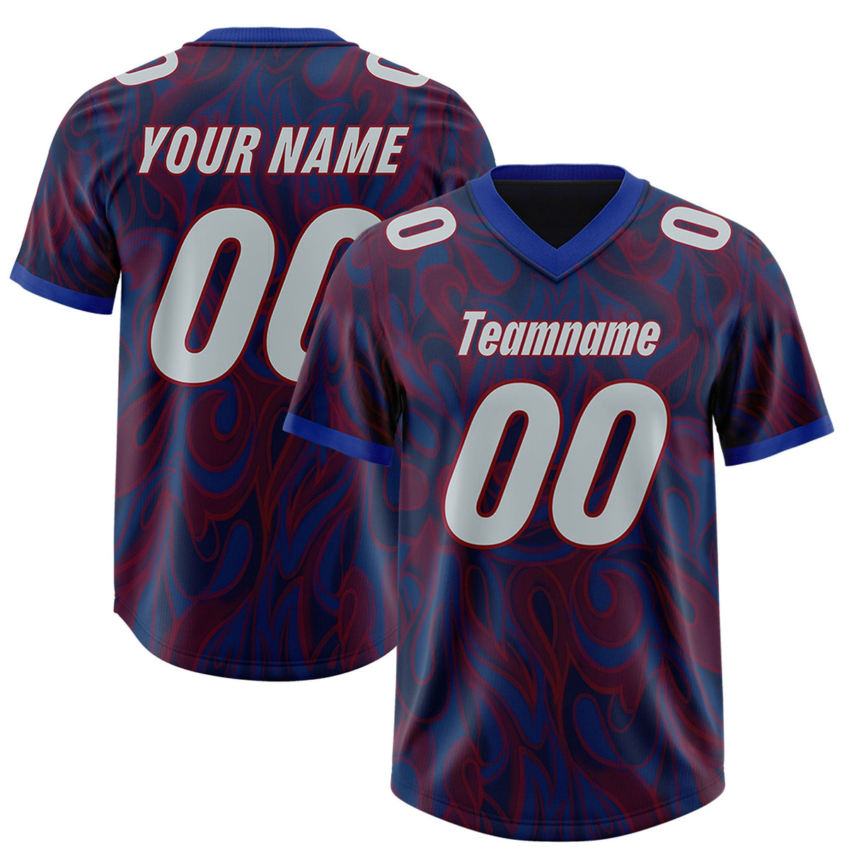 Custom Navy Personalized Printed Graffiti Pattern Design Authentic American Football Jersey