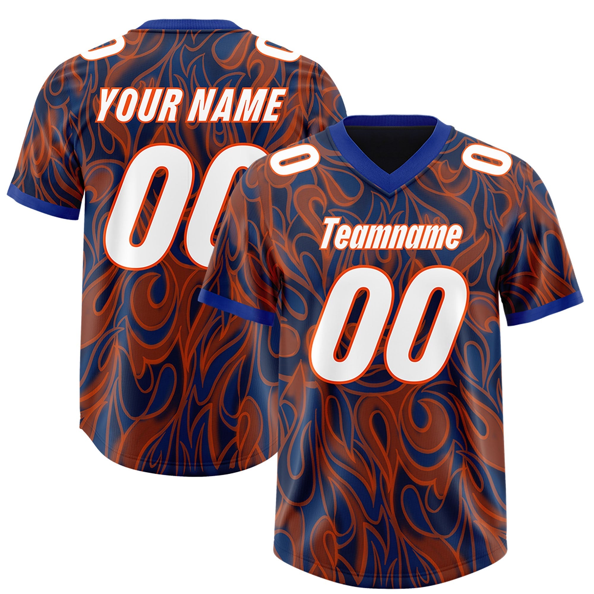 Custom Navy Personalized Printed Graffiti Pattern Design Authentic American Football Jersey