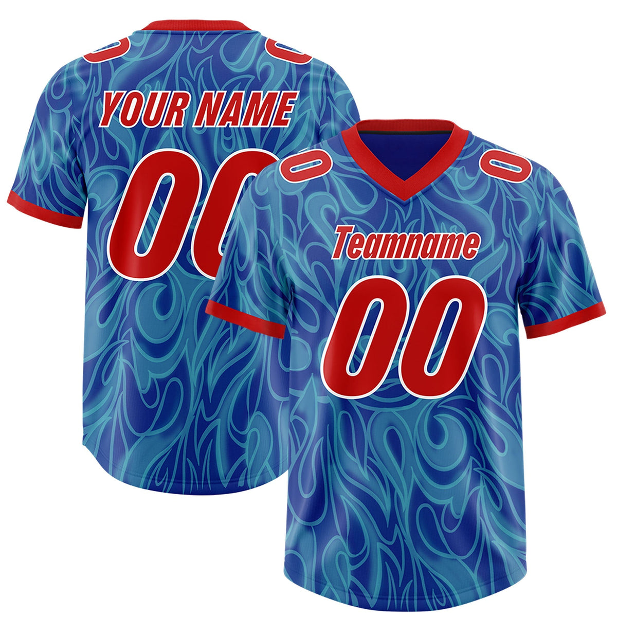 Custom Blue Personalized Printed Graffiti Pattern Design Authentic American Football Jersey