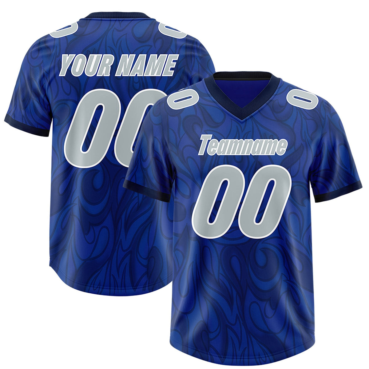 Custom Royal Personalized Printed Graffiti Pattern Design Authentic American Football Jersey