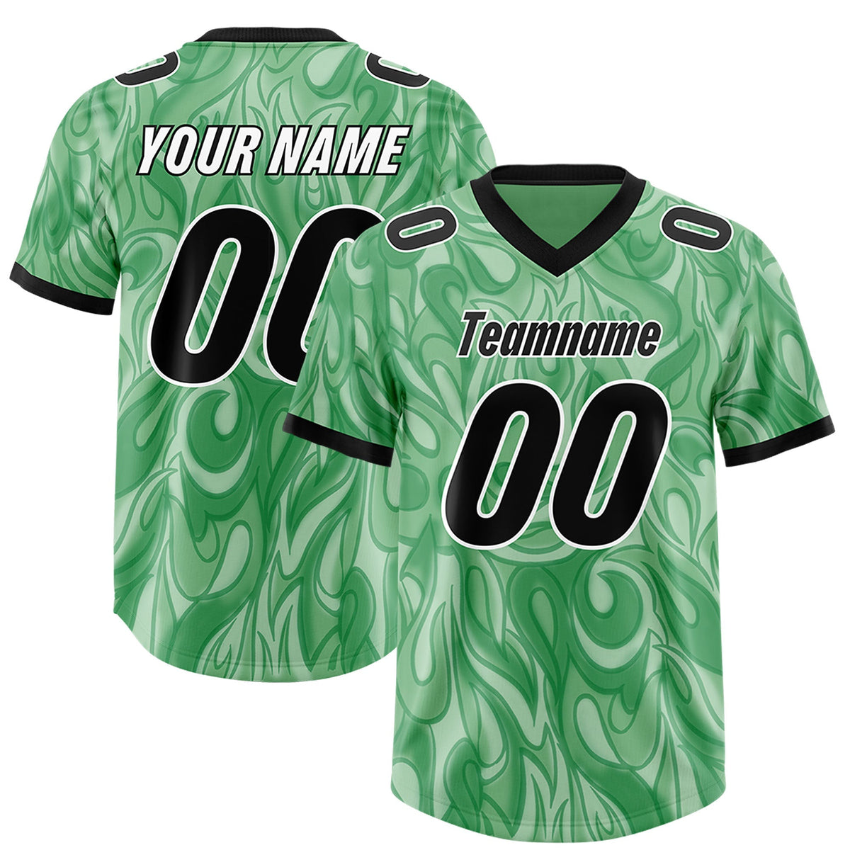Custom Green Personalized Printed Graffiti Pattern Design Authentic American Football Jersey