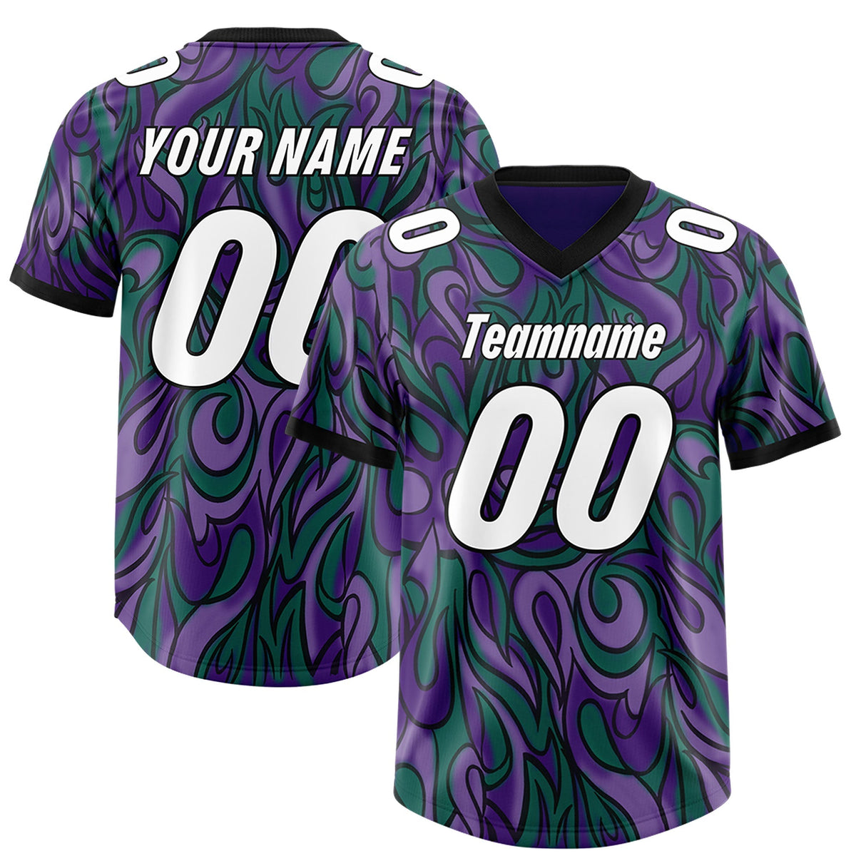 Custom Purple Personalized Printed Graffiti Pattern Design Authentic American Football Jersey