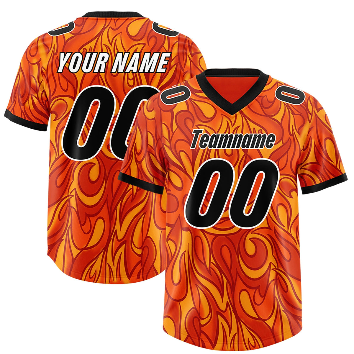 Custom Orange Personalized Printed Graffiti Pattern Design Authentic American Football Jersey
