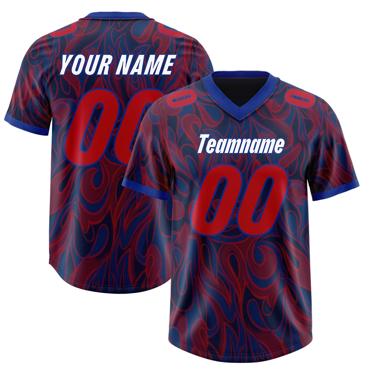 Custom Navy Personalized Printed Graffiti Pattern Design Authentic American Football Jersey