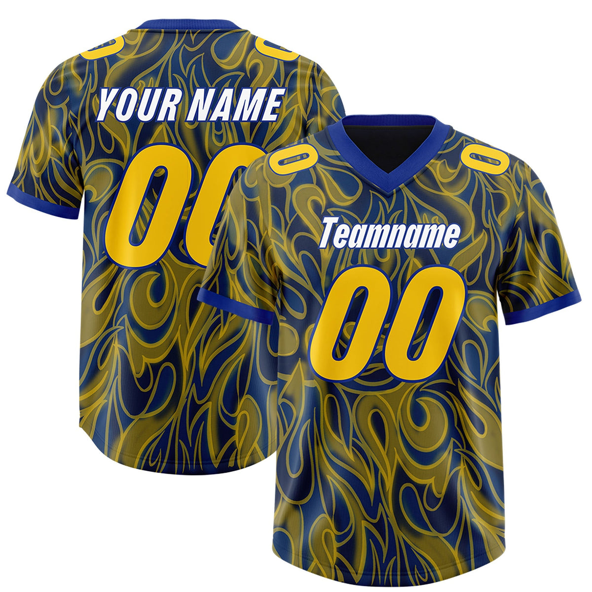 Custom Royal Personalized Printed Graffiti Pattern Design Authentic American Football Jersey