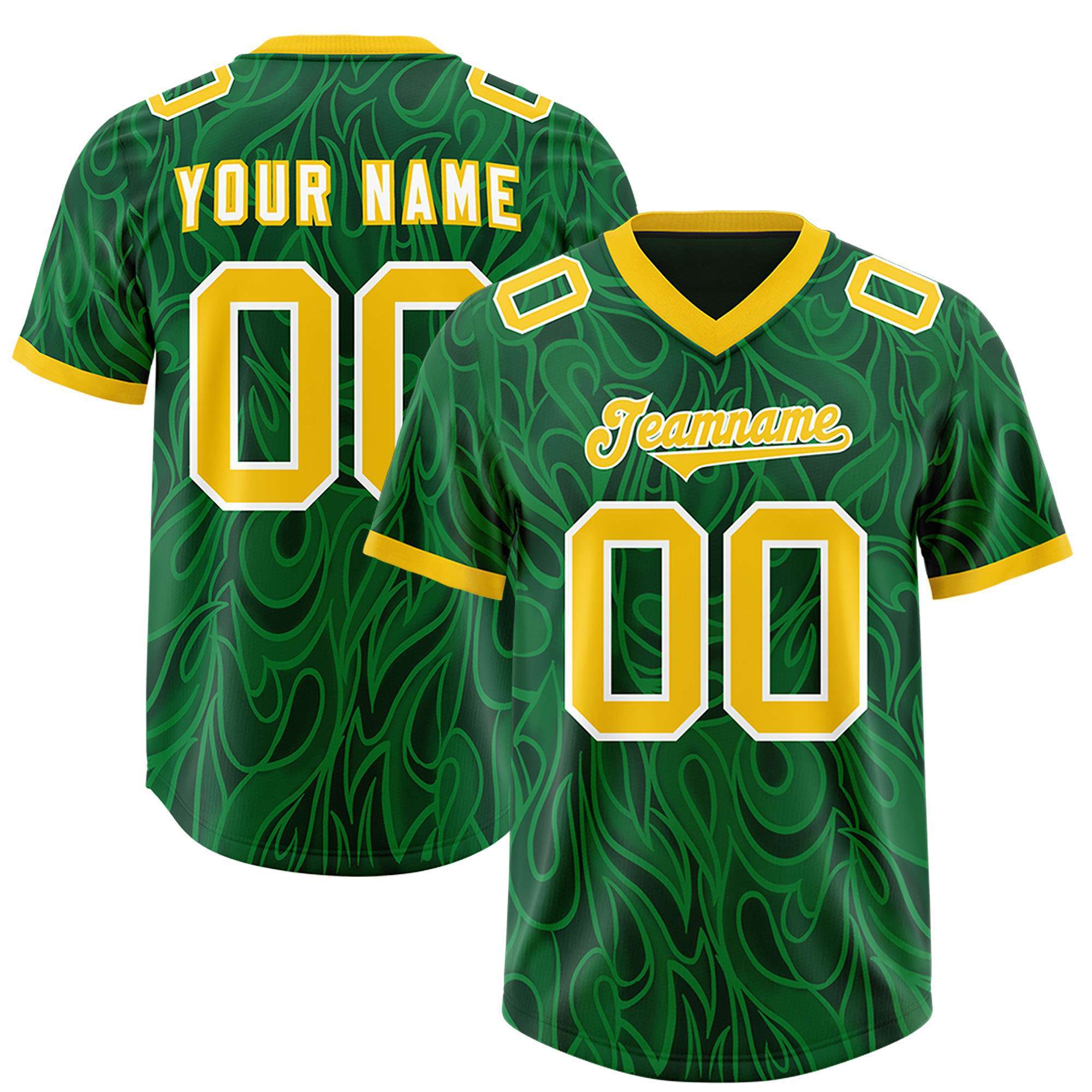 Custom Green Personalized Printed Graffiti Pattern Design Authentic American Football Jersey