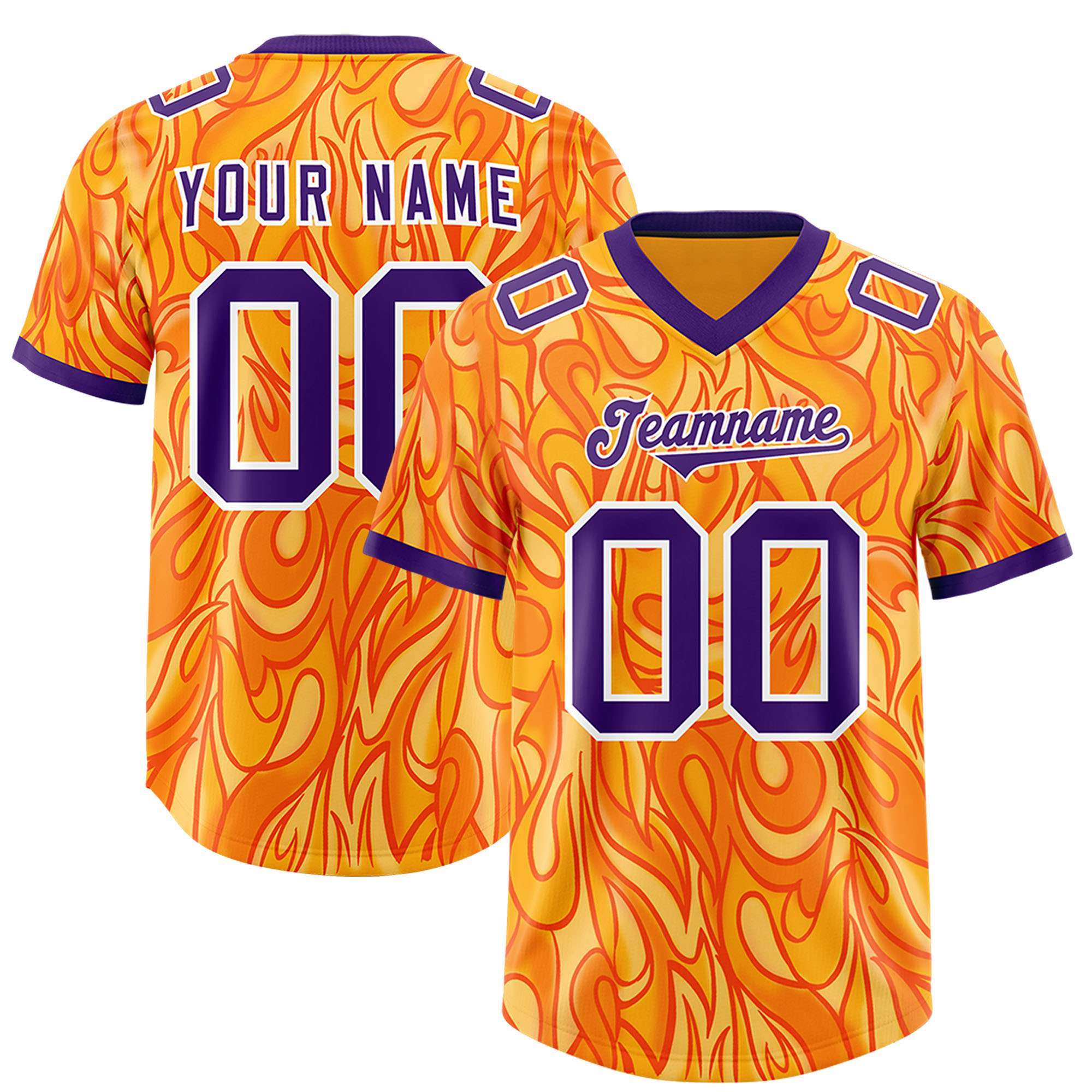 Custom Yellow Personalized Printed Graffiti Pattern Design Authentic American Football Jersey