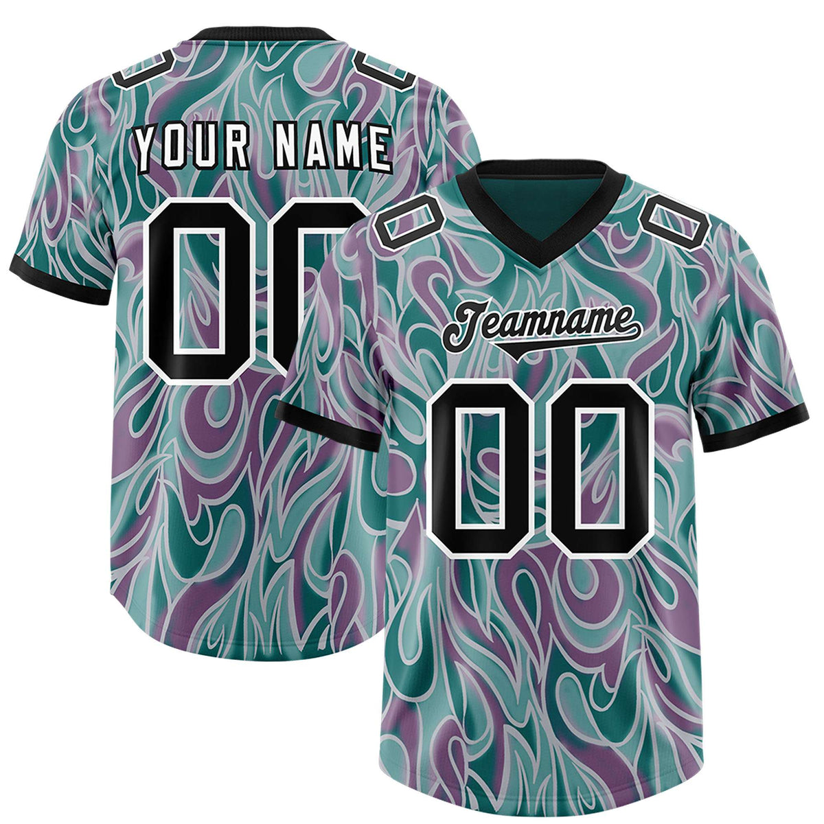 Custom Aqua Personalized Printed Graffiti Pattern Design Authentic American Football Jersey