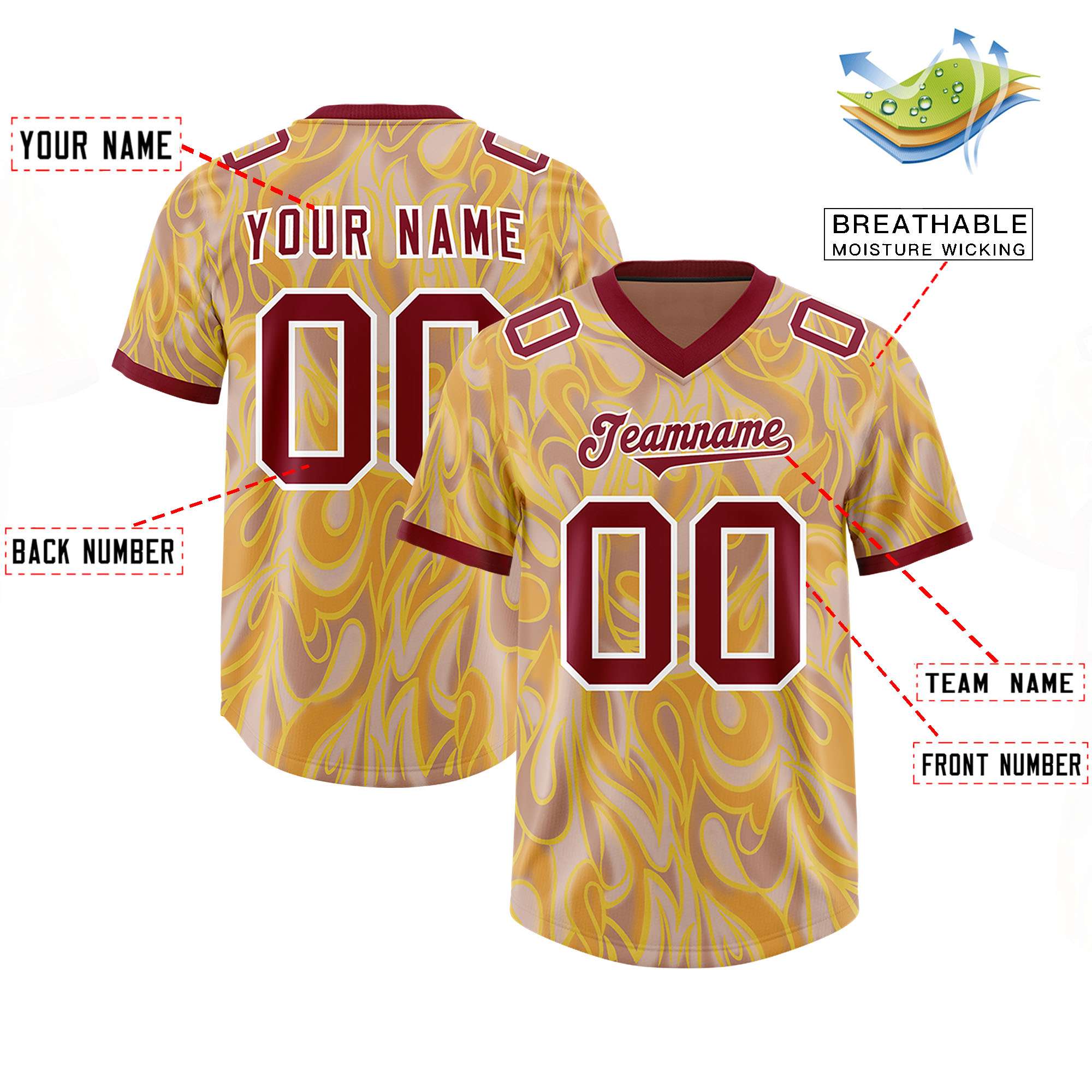 Custom Khaki Personalized Printed Graffiti Pattern Design Authentic American Football Jersey