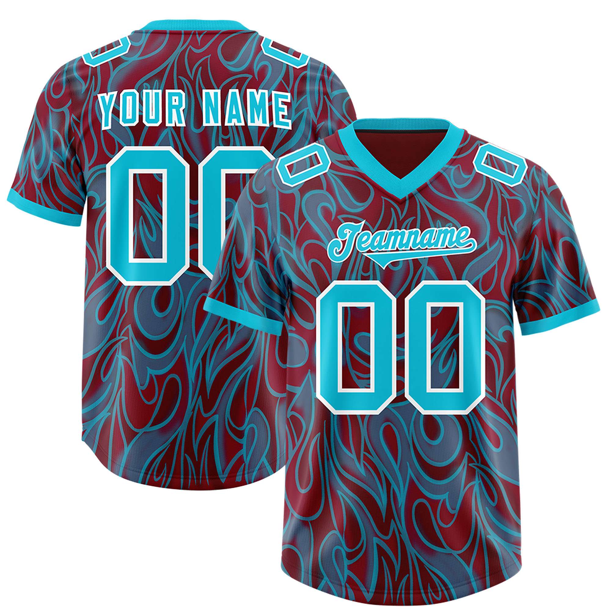 Custom Crimson Personalized Printed Graffiti Pattern Design Authentic American Football Jersey