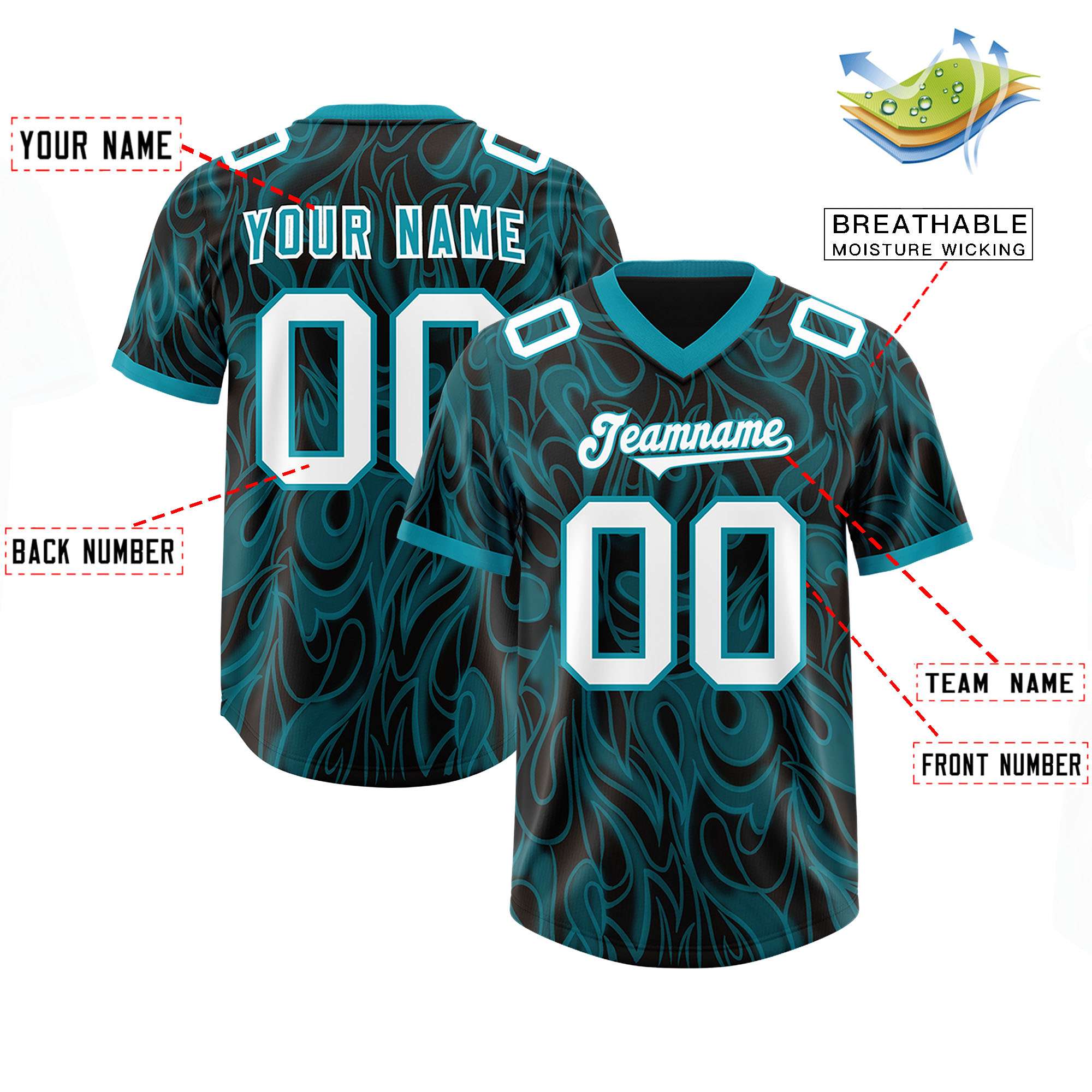 Custom Black Personalized Printed Graffiti Pattern Design Authentic American Football Jersey